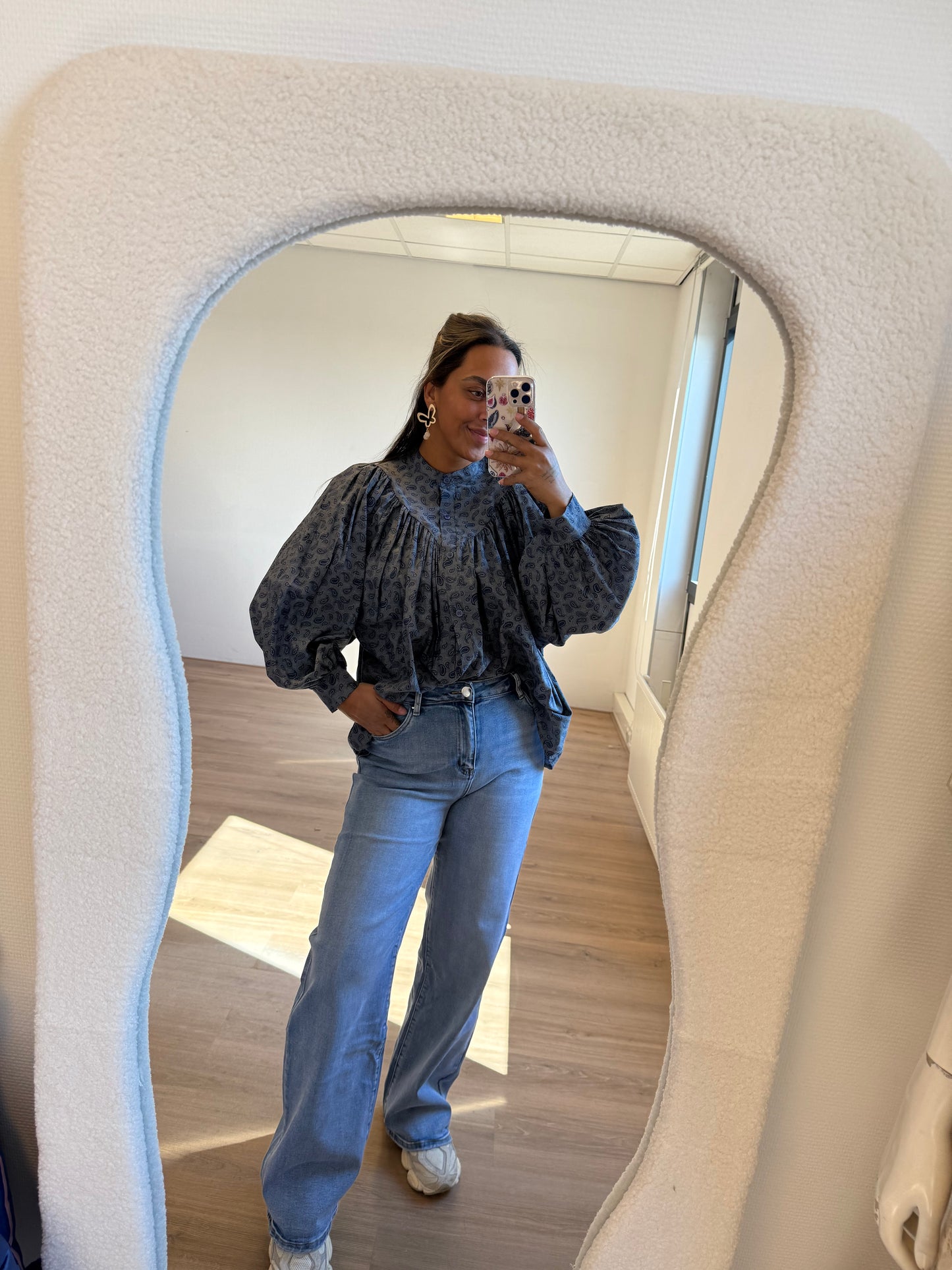 Paisley balloon blouse denim blue