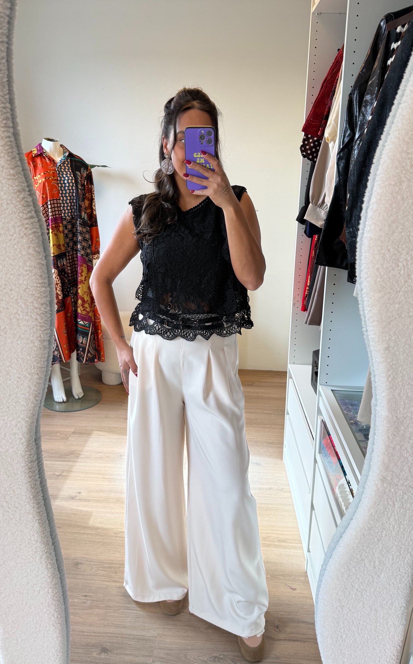 Wide leg pantalon beige