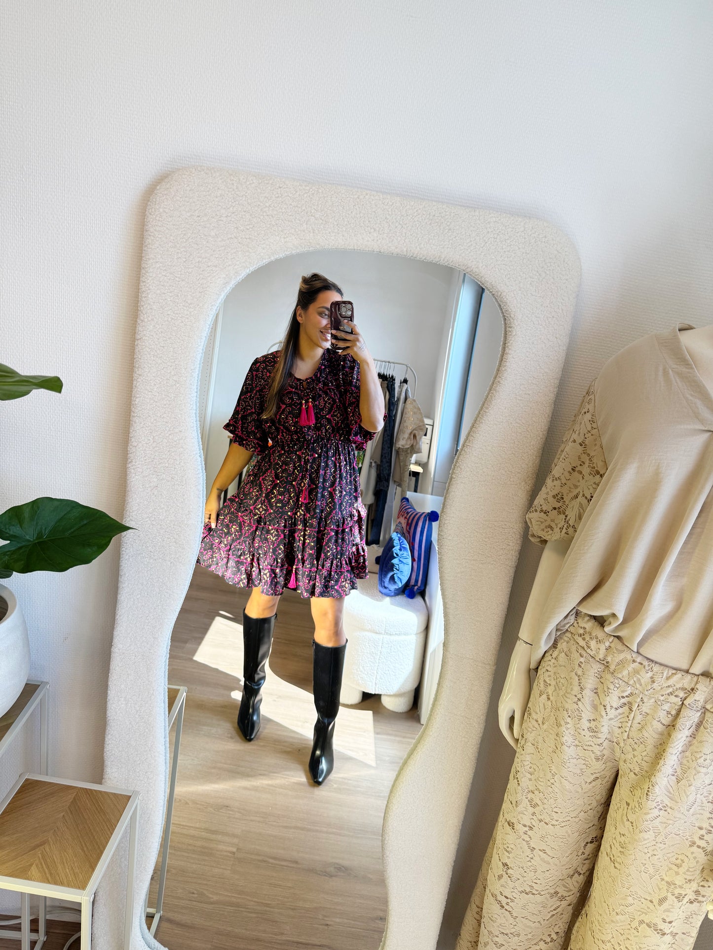 Lola dress black & pink