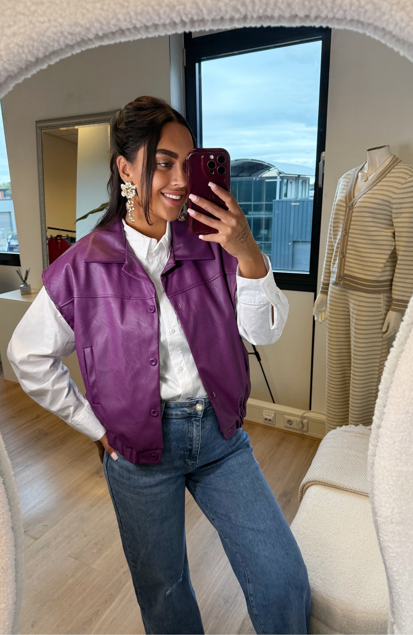 Jacky leatherlook gilet purple