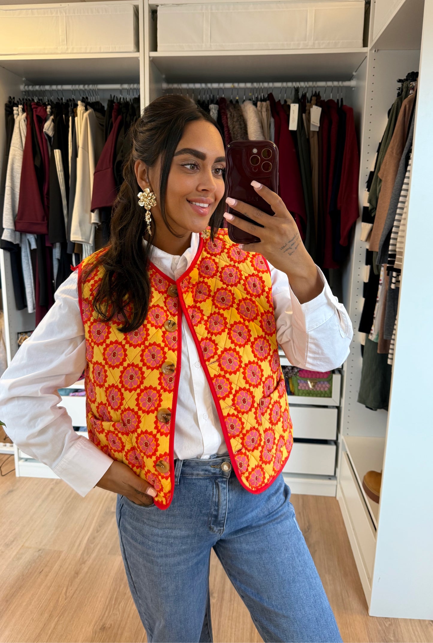 Olivia gilet orange & red