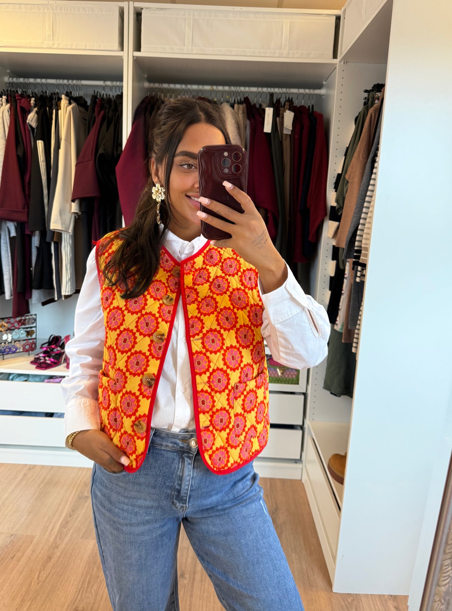 Olivia gilet orange & red