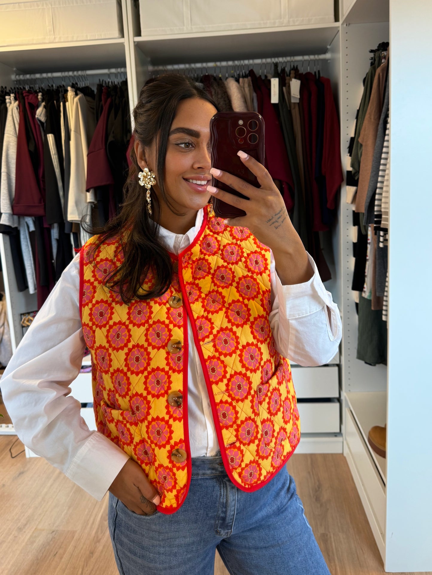Olivia gilet orange & red