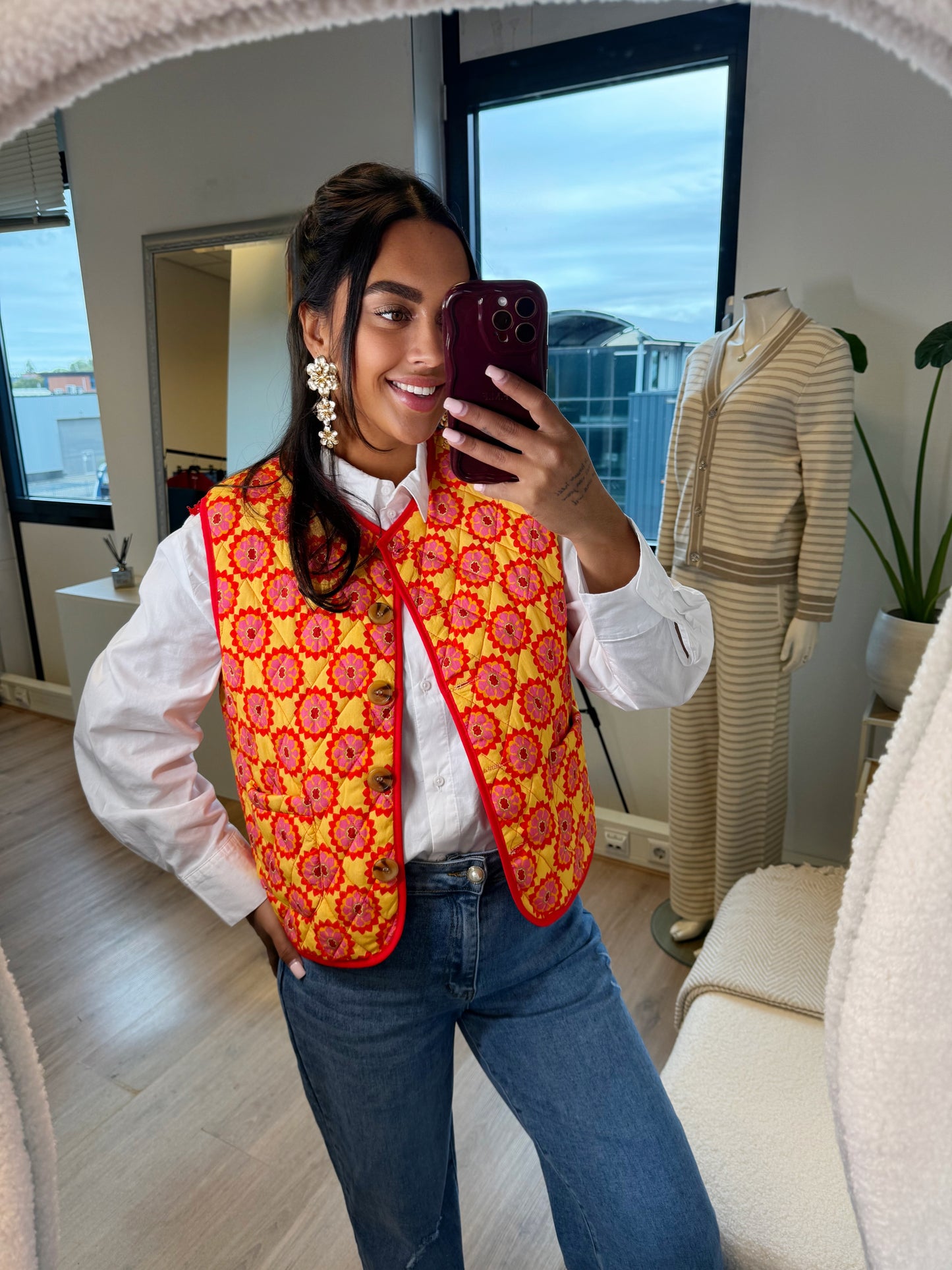Olivia gilet orange & red