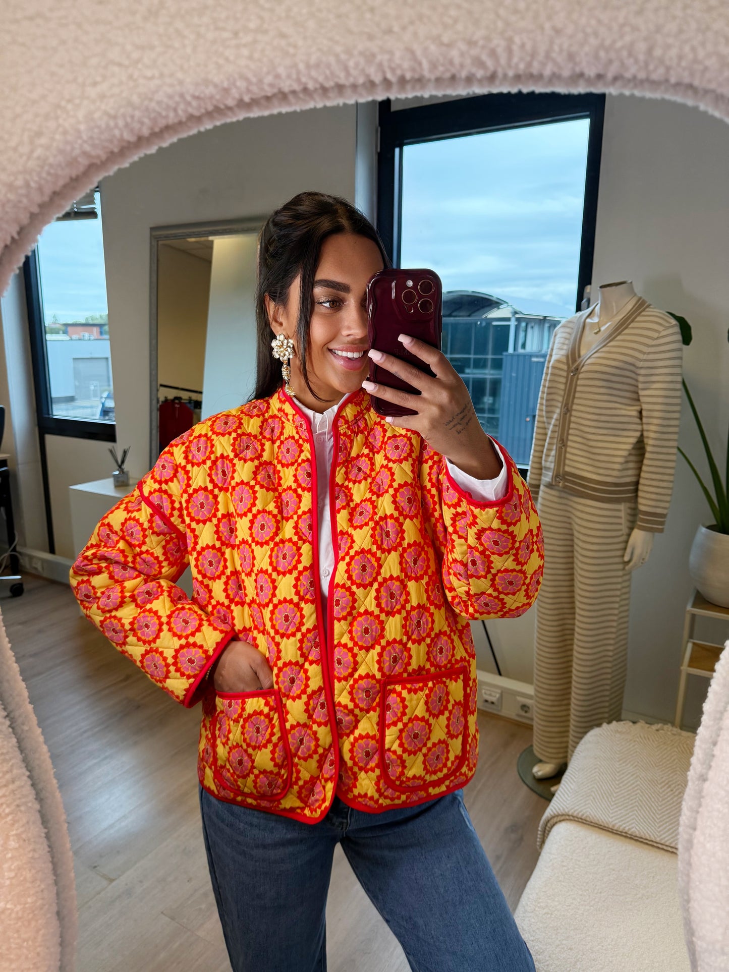 Olivia jacket orange & red