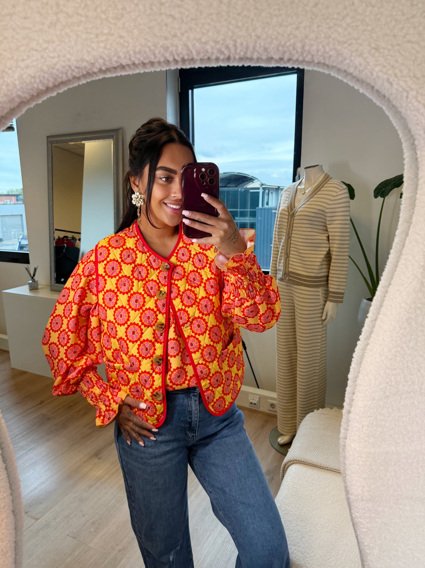 Olivia blouse orange & red