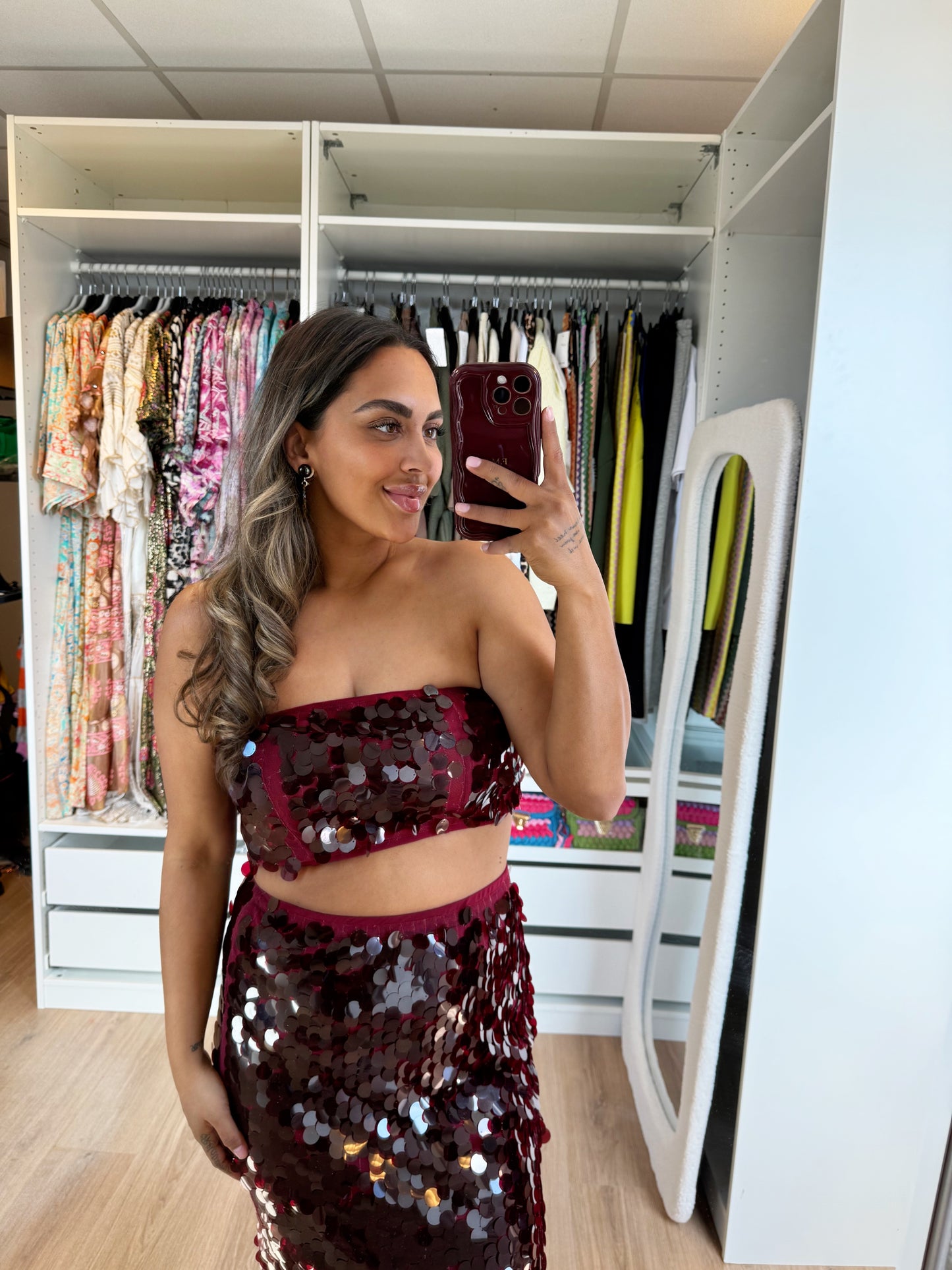 Bella sequin two piece bordeaux