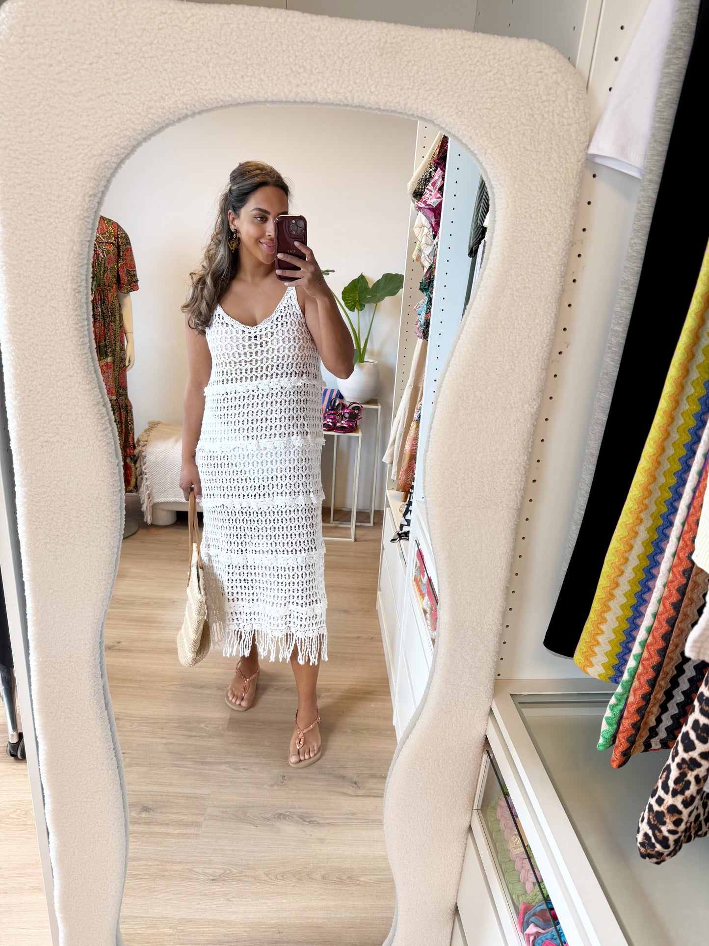 Clover cover up crochet dress white