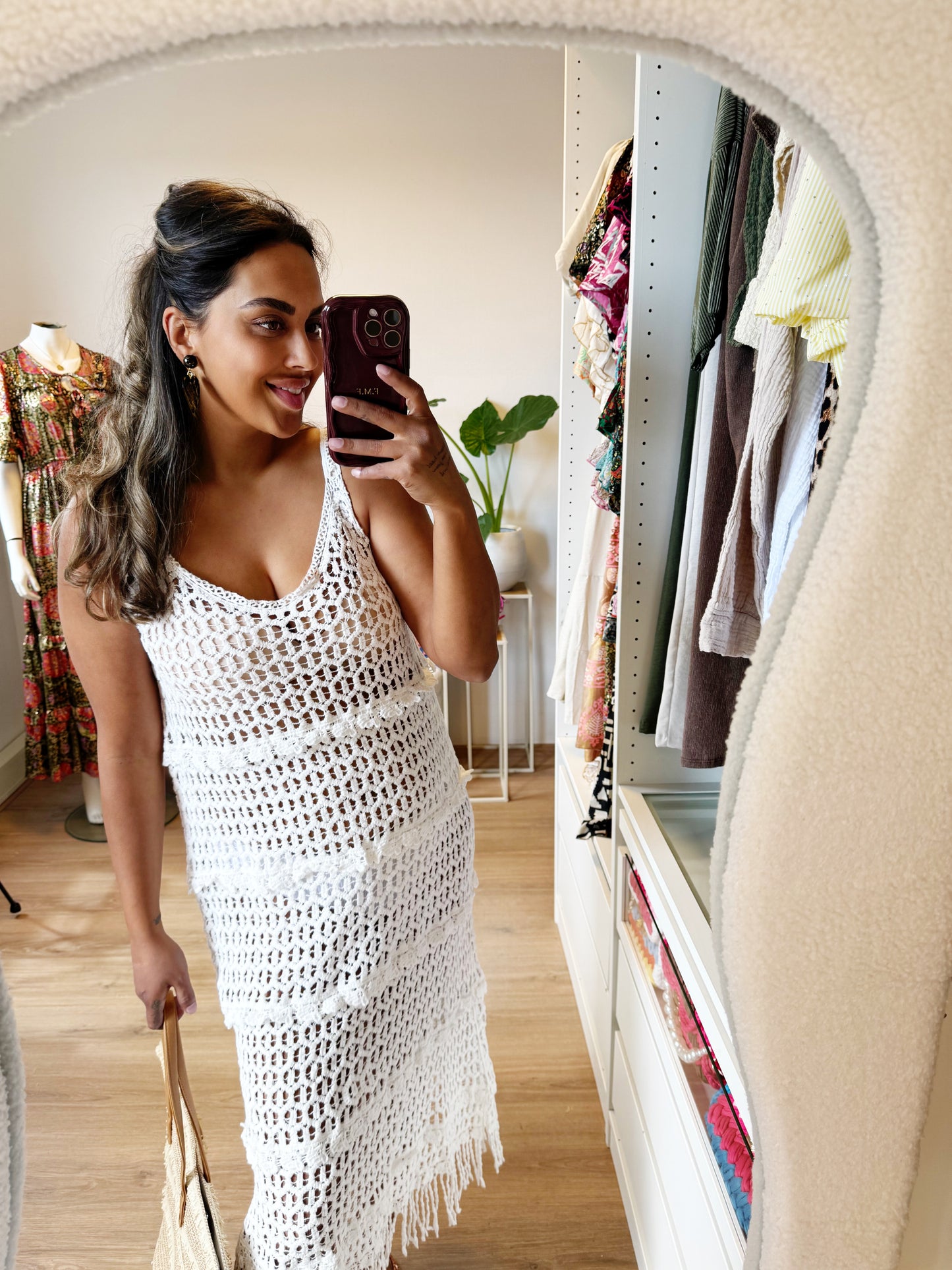 Clover cover up crochet dress white