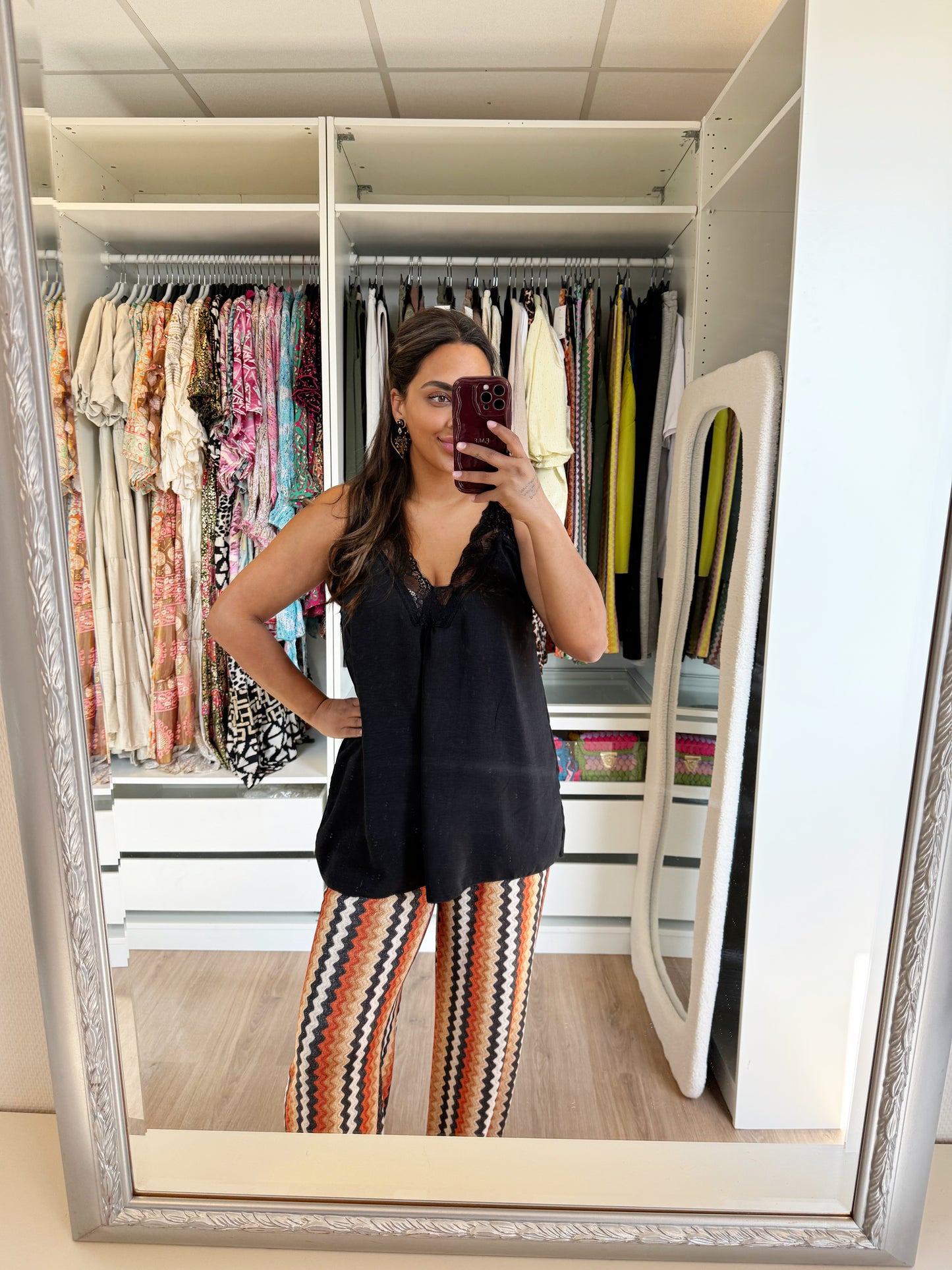 Abby soft glitter aztec pants black