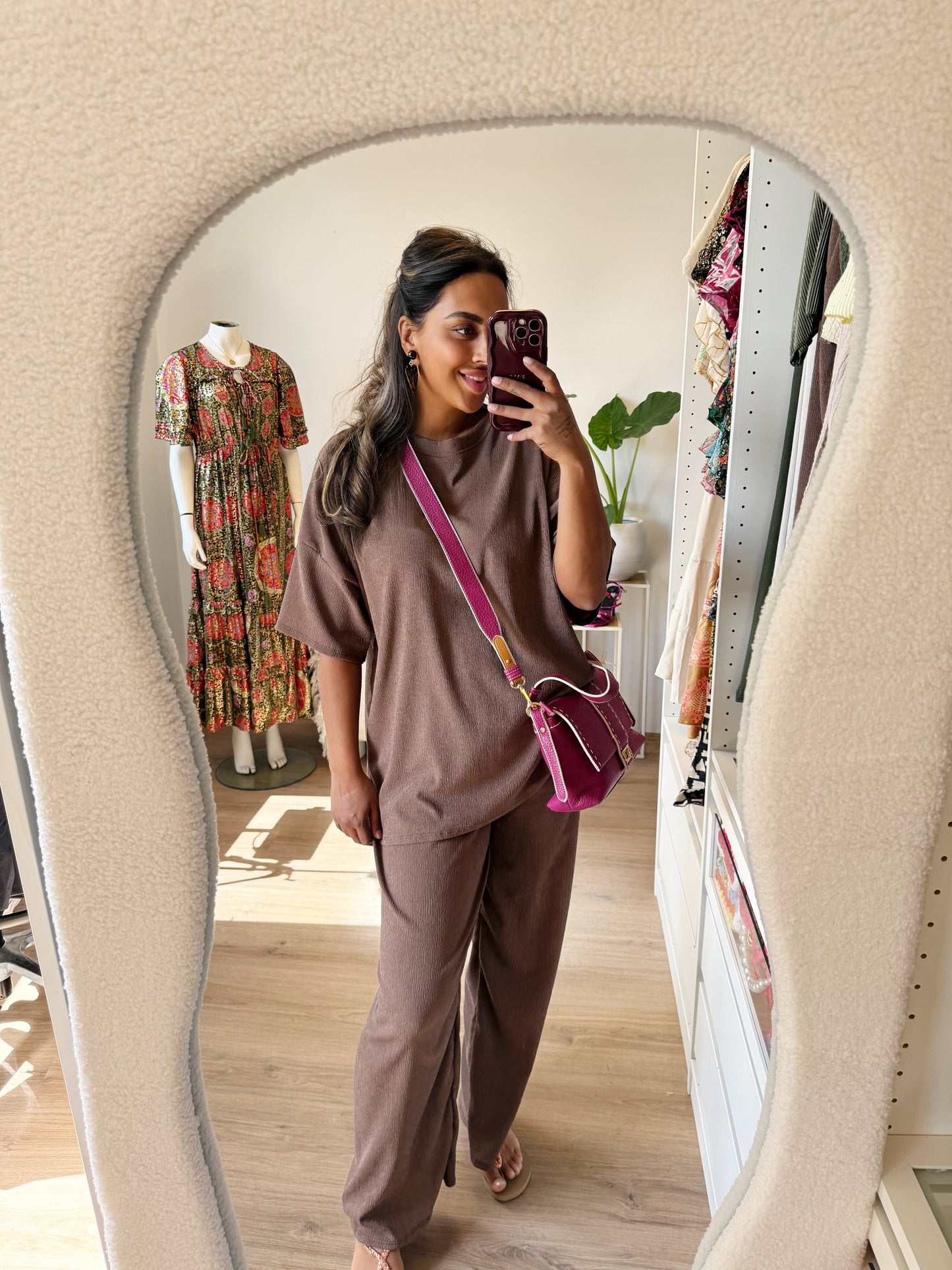 Charlie two piece crepe set choco brown
