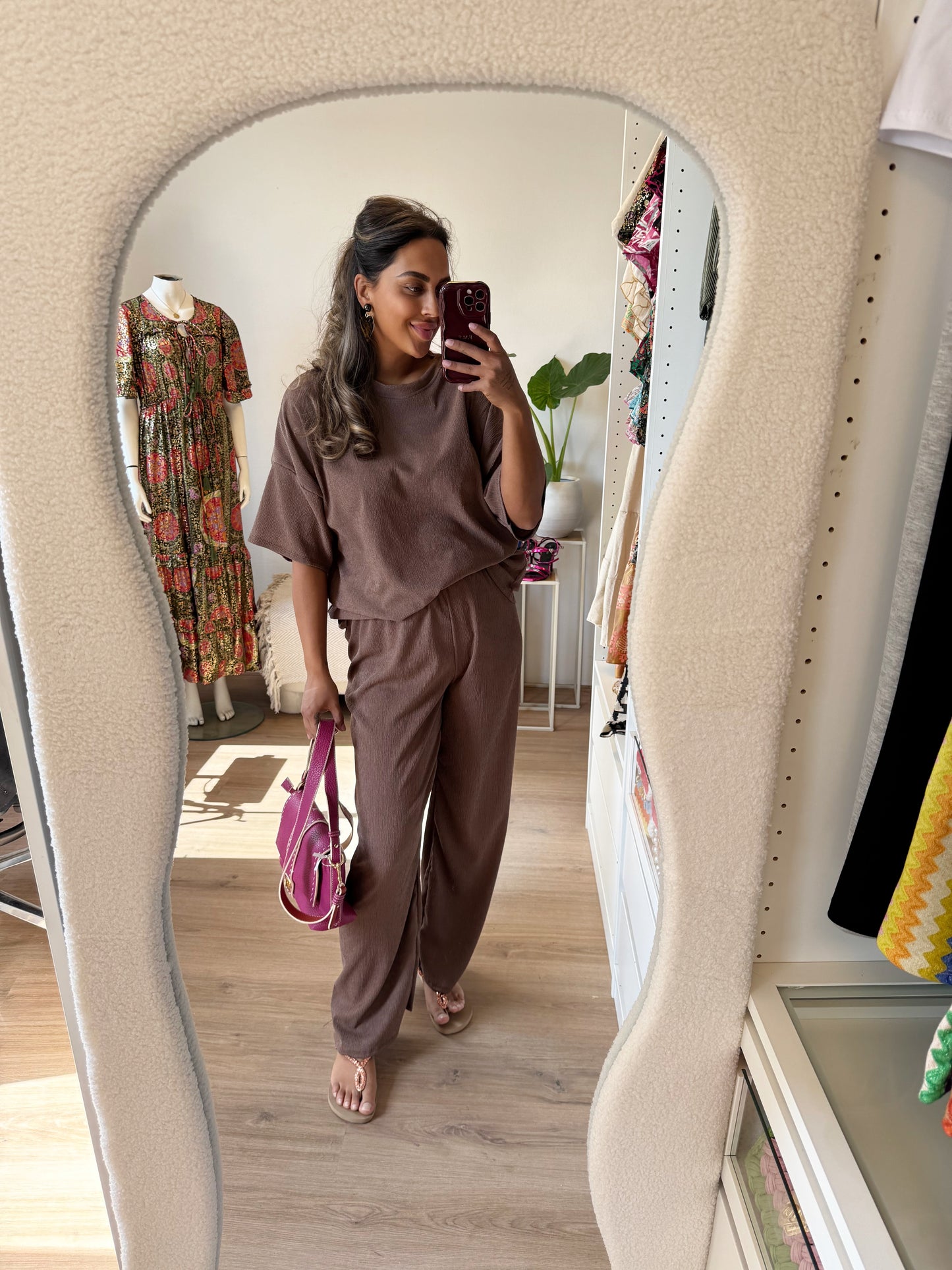 Charlie two piece crepe set choco brown