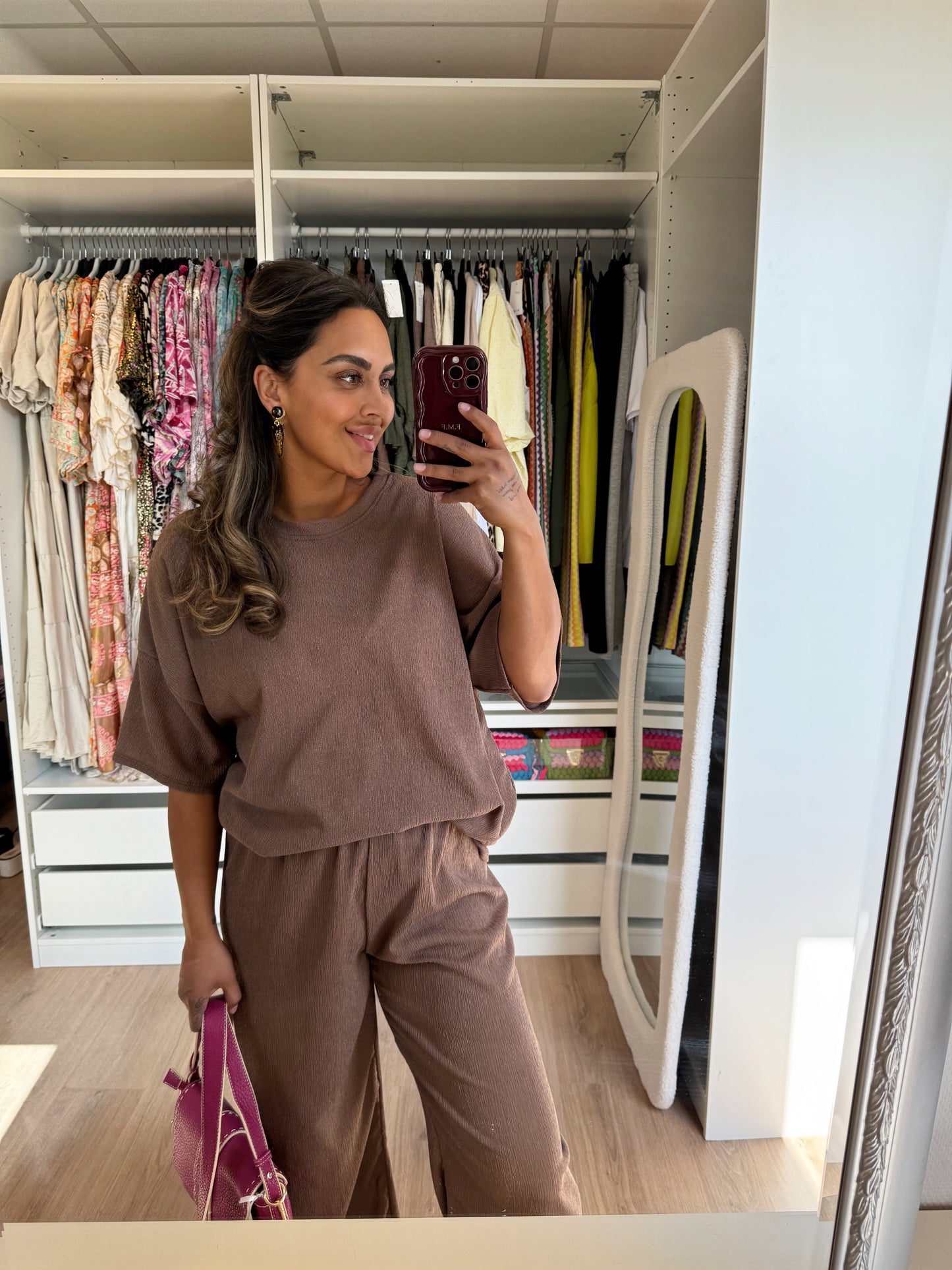 Charlie two piece crepe set choco brown