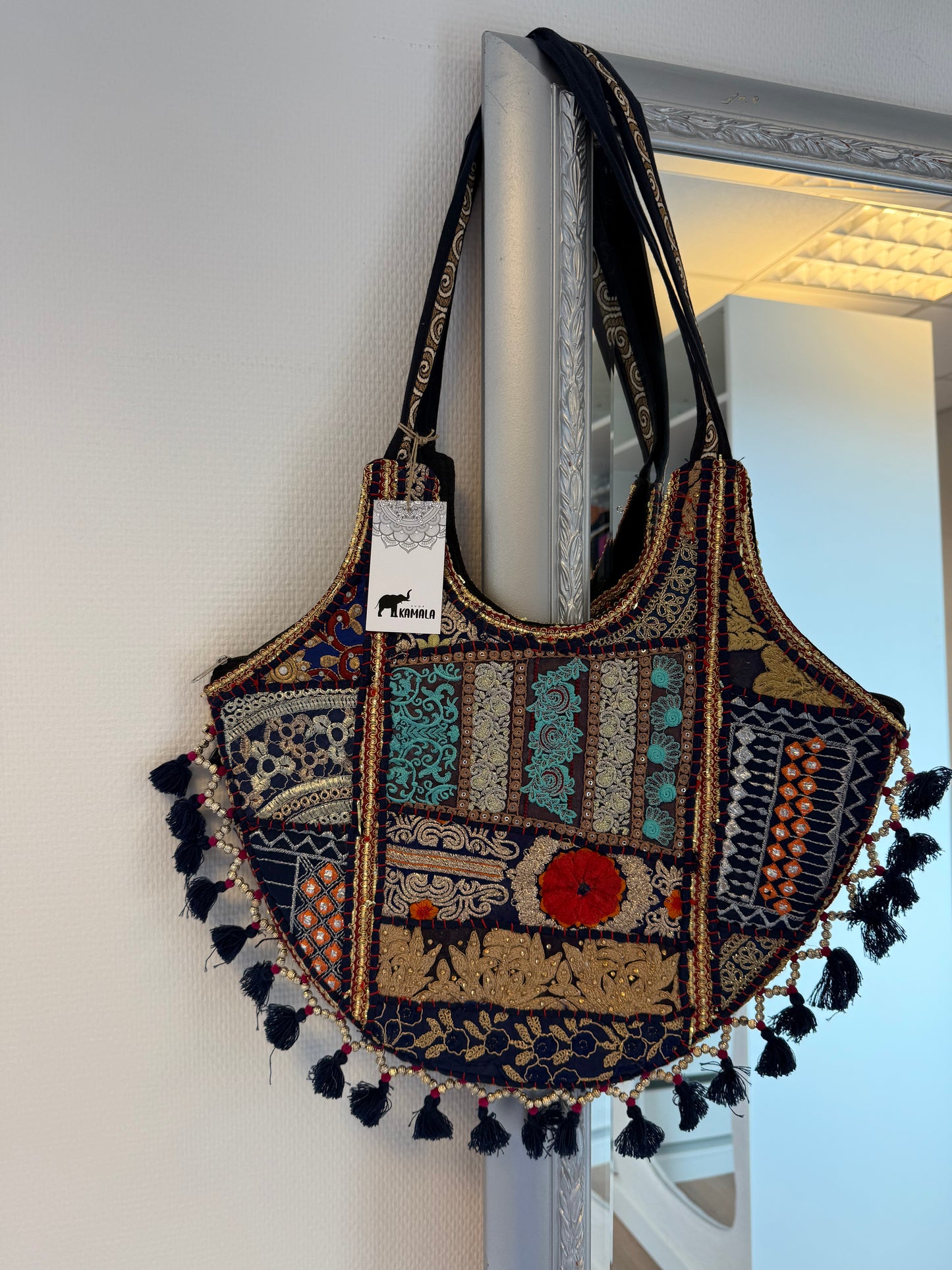 India sequin bag navy blue