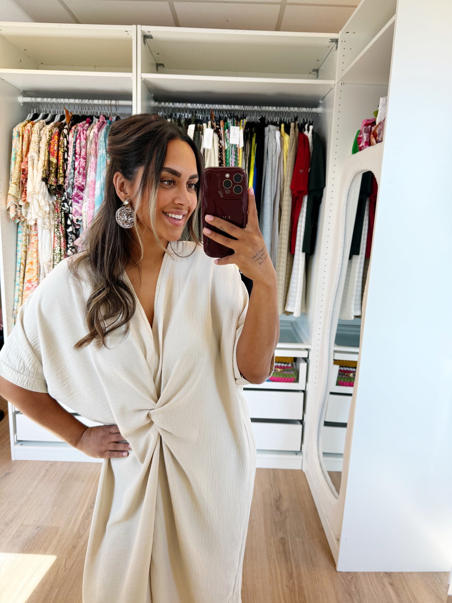 Kayla knot dress beige