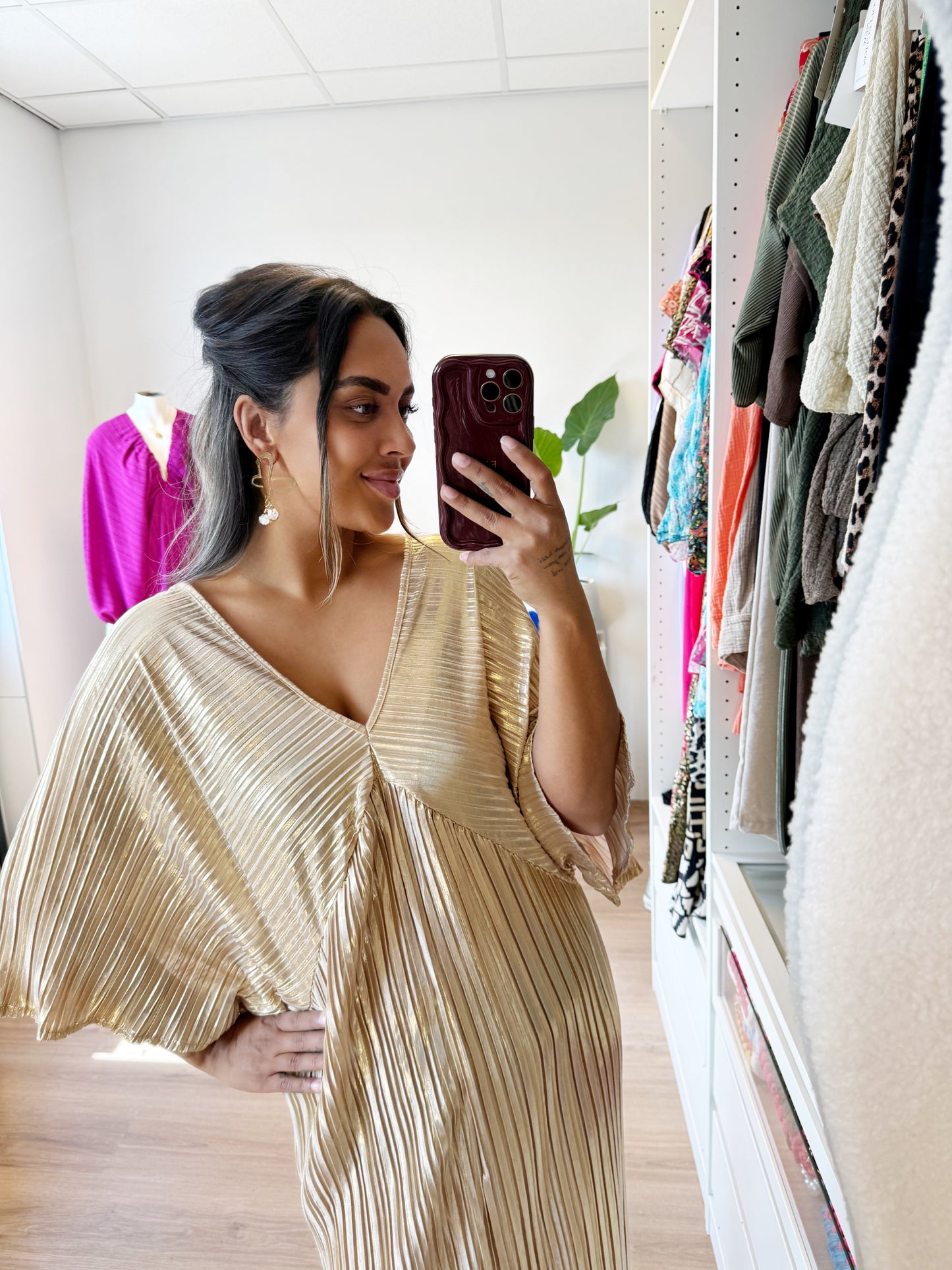 Gaya plissé dress gold