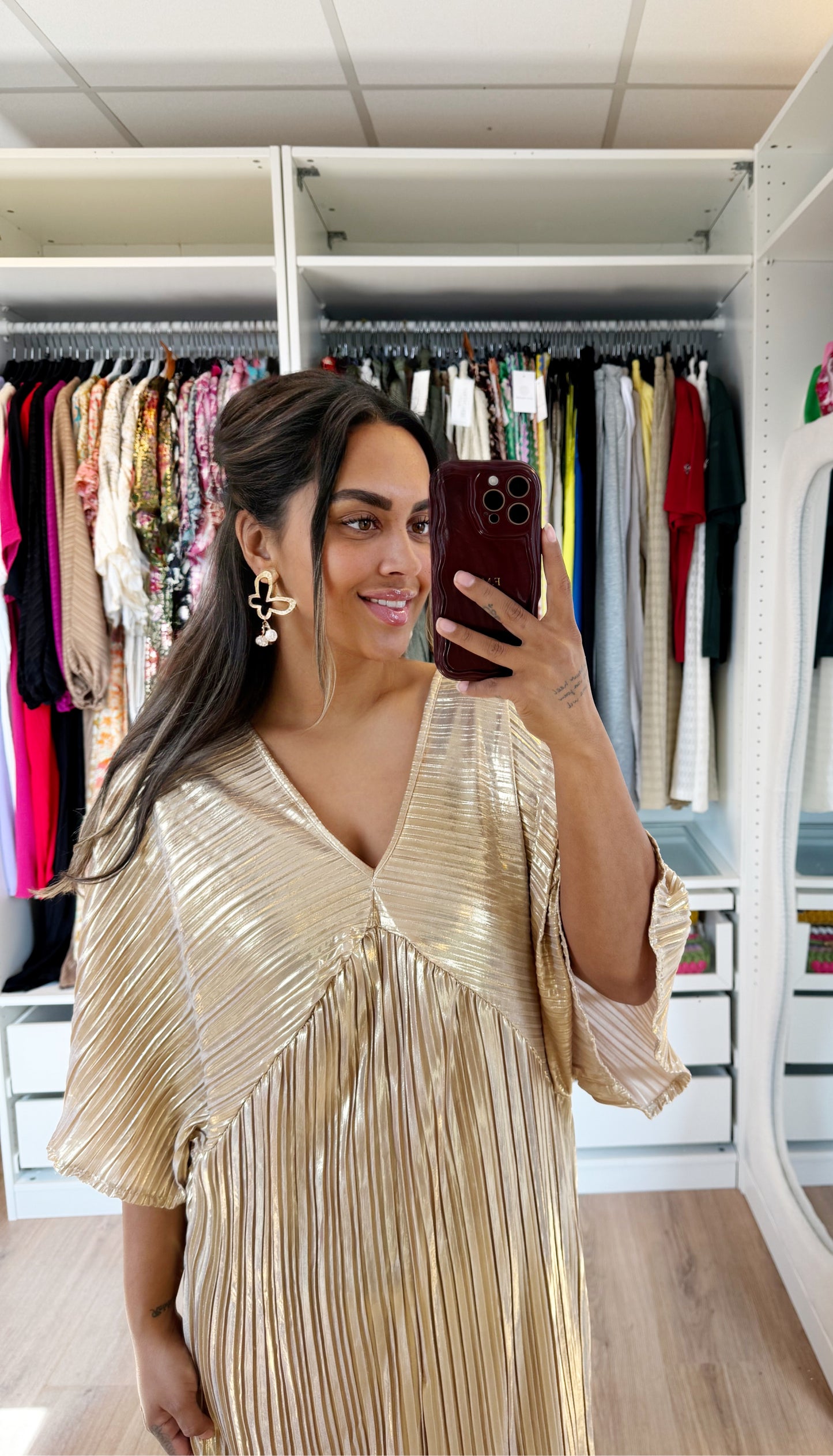Gaya plissé dress gold