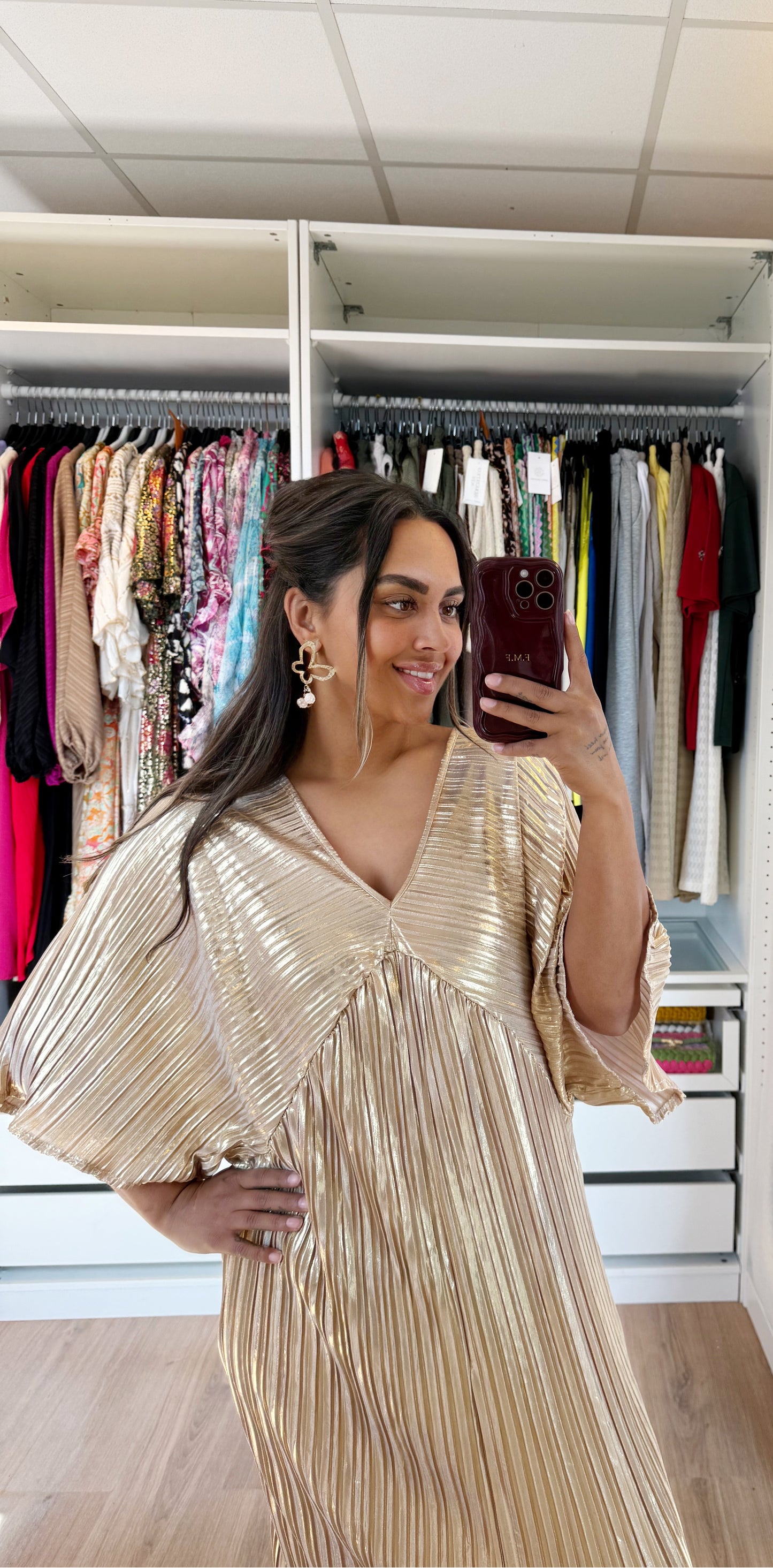 Gaya plissé dress gold