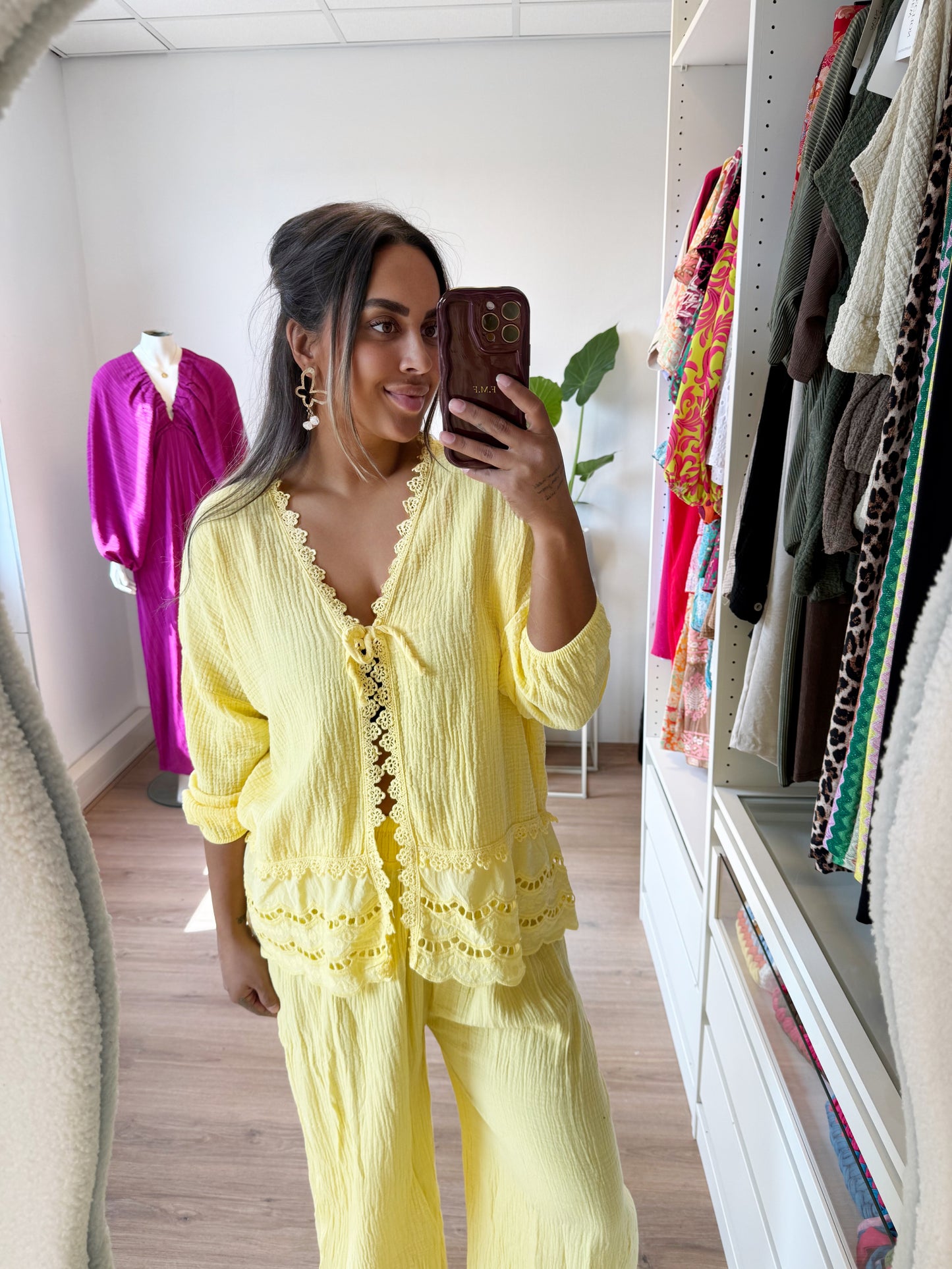 Maddie mousseline broderie set yellow