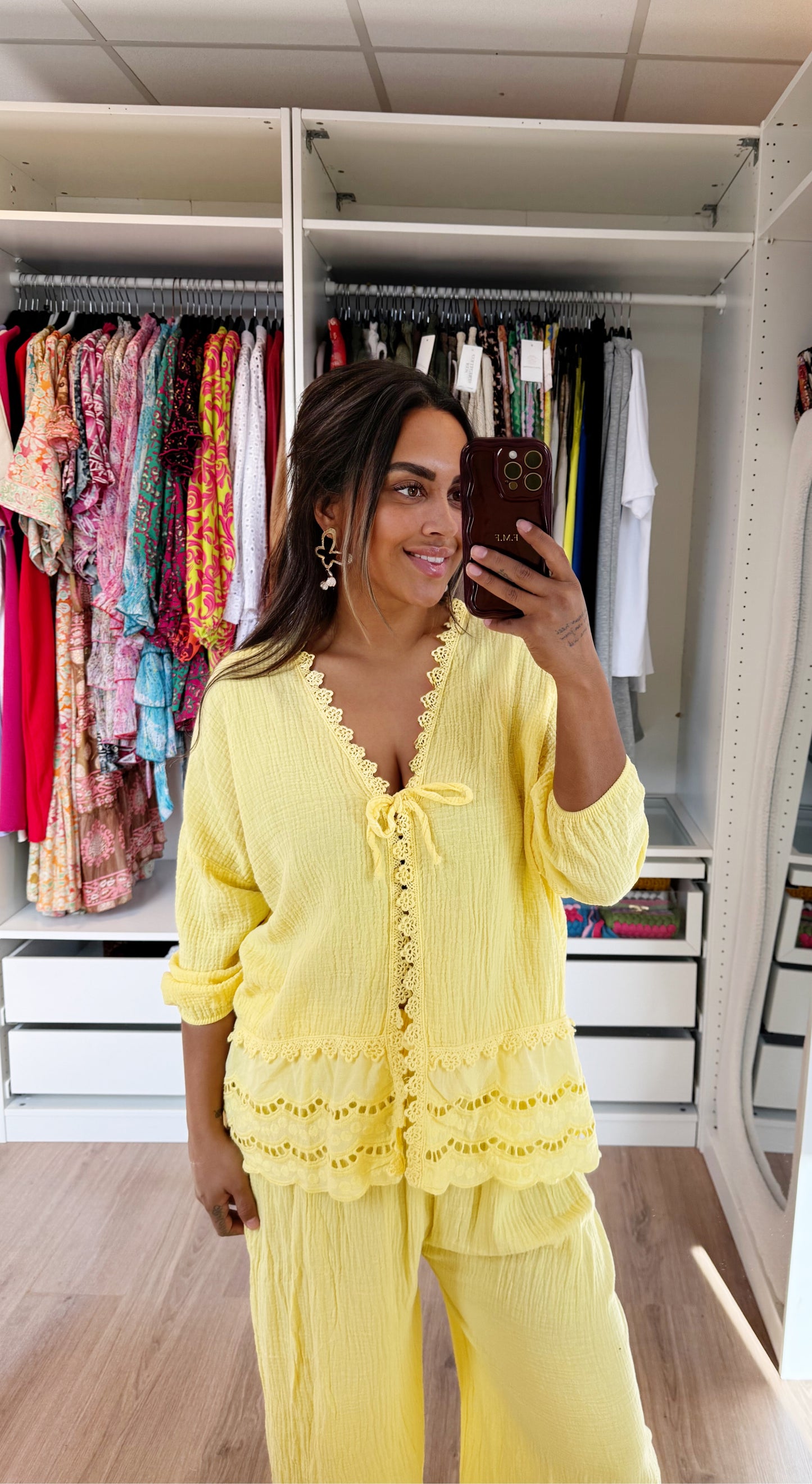 Maddie mousseline broderie set yellow