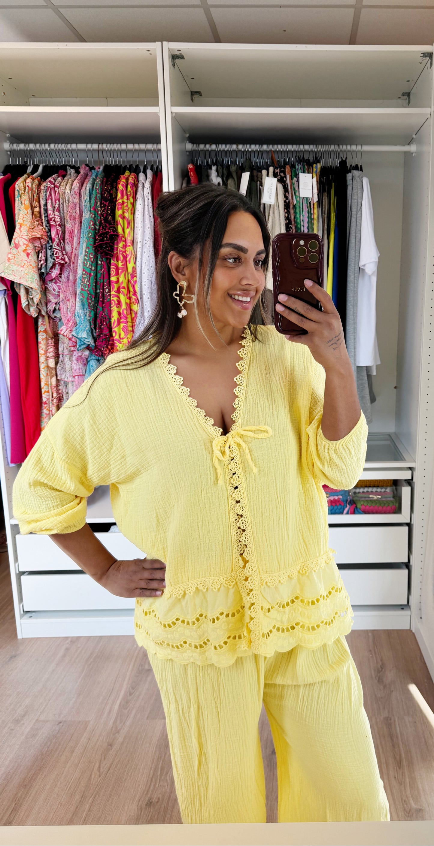 Maddie mousseline broderie set yellow
