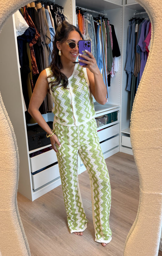 Tweedelig crochet set lime groen