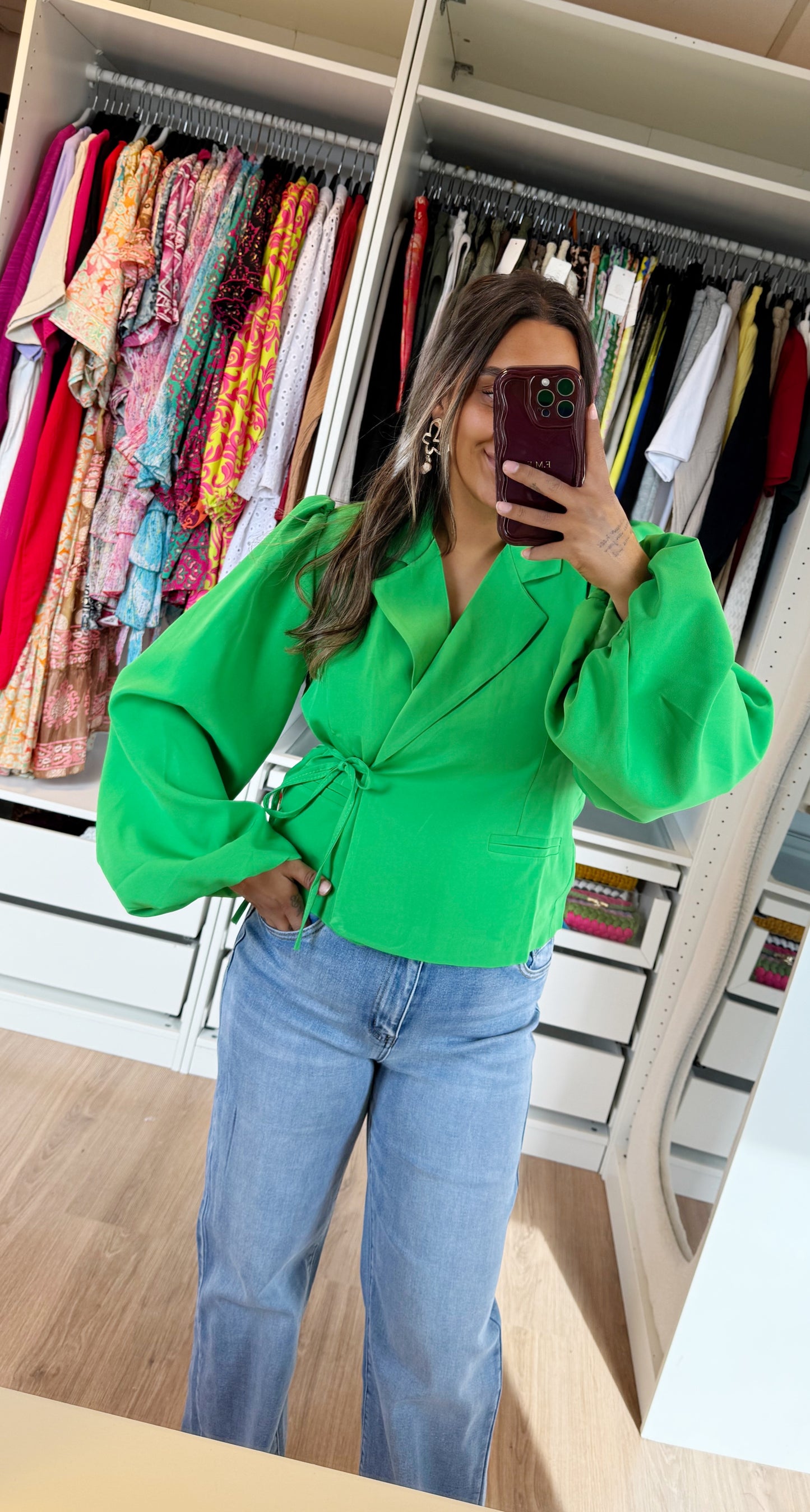 Bella balloon blazer green