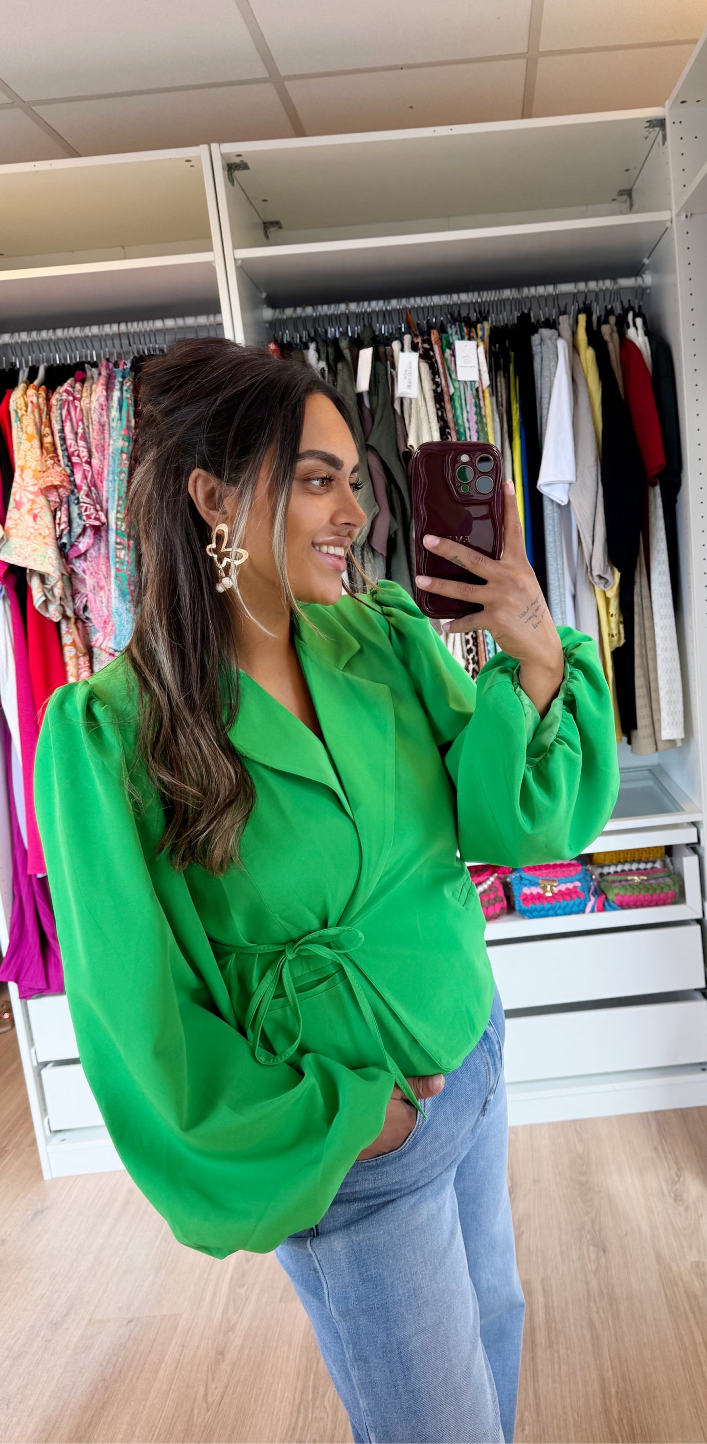 Bella balloon blazer green