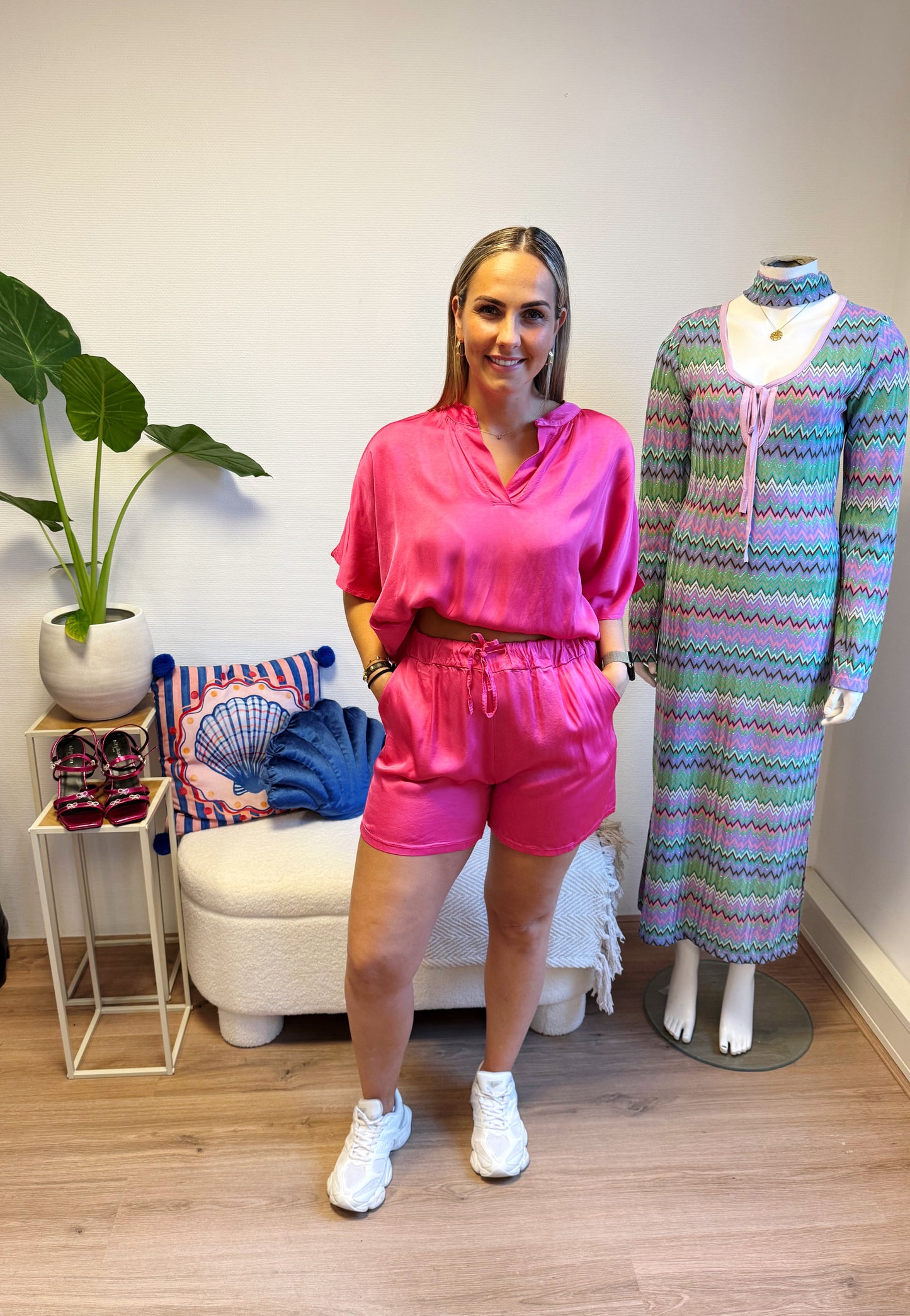 Silvie silky set hot pink