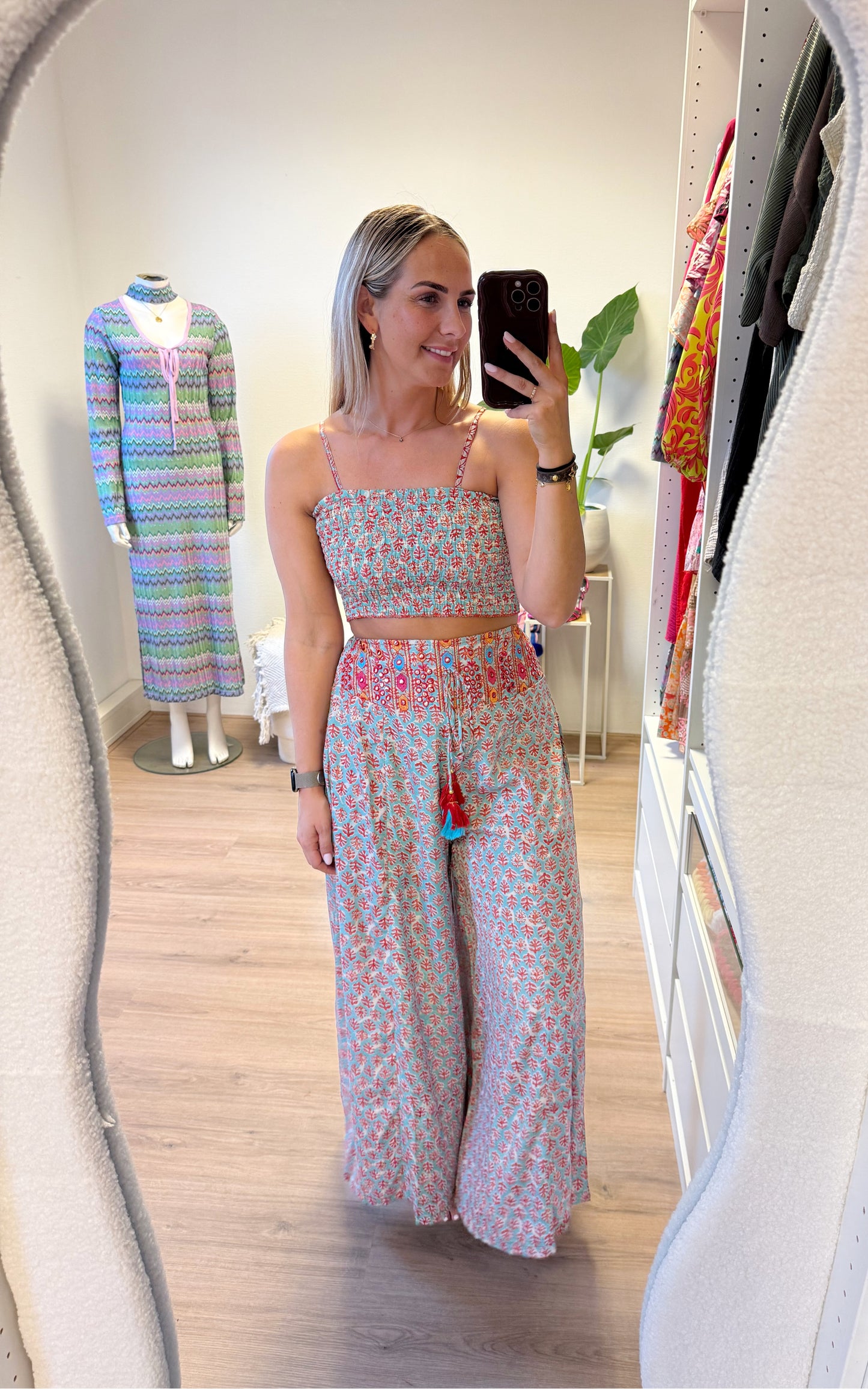 India two piece set lightblue & red