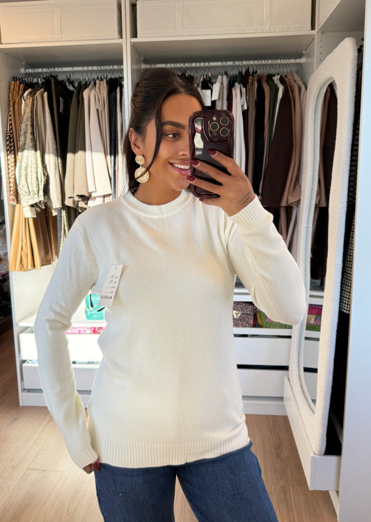 Sweater super soft ronde hals offwhite