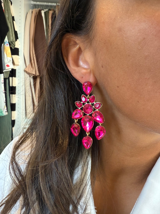 Oorbellen statement fuchsia roze & goud