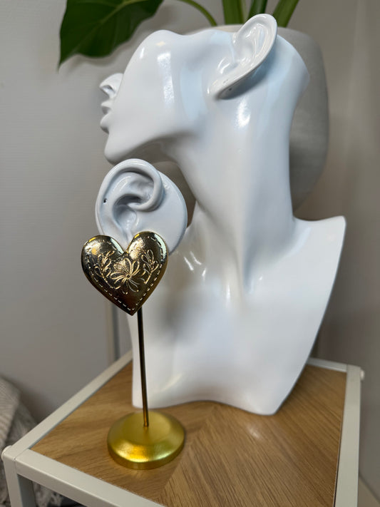 Oorbellen statement hart goud