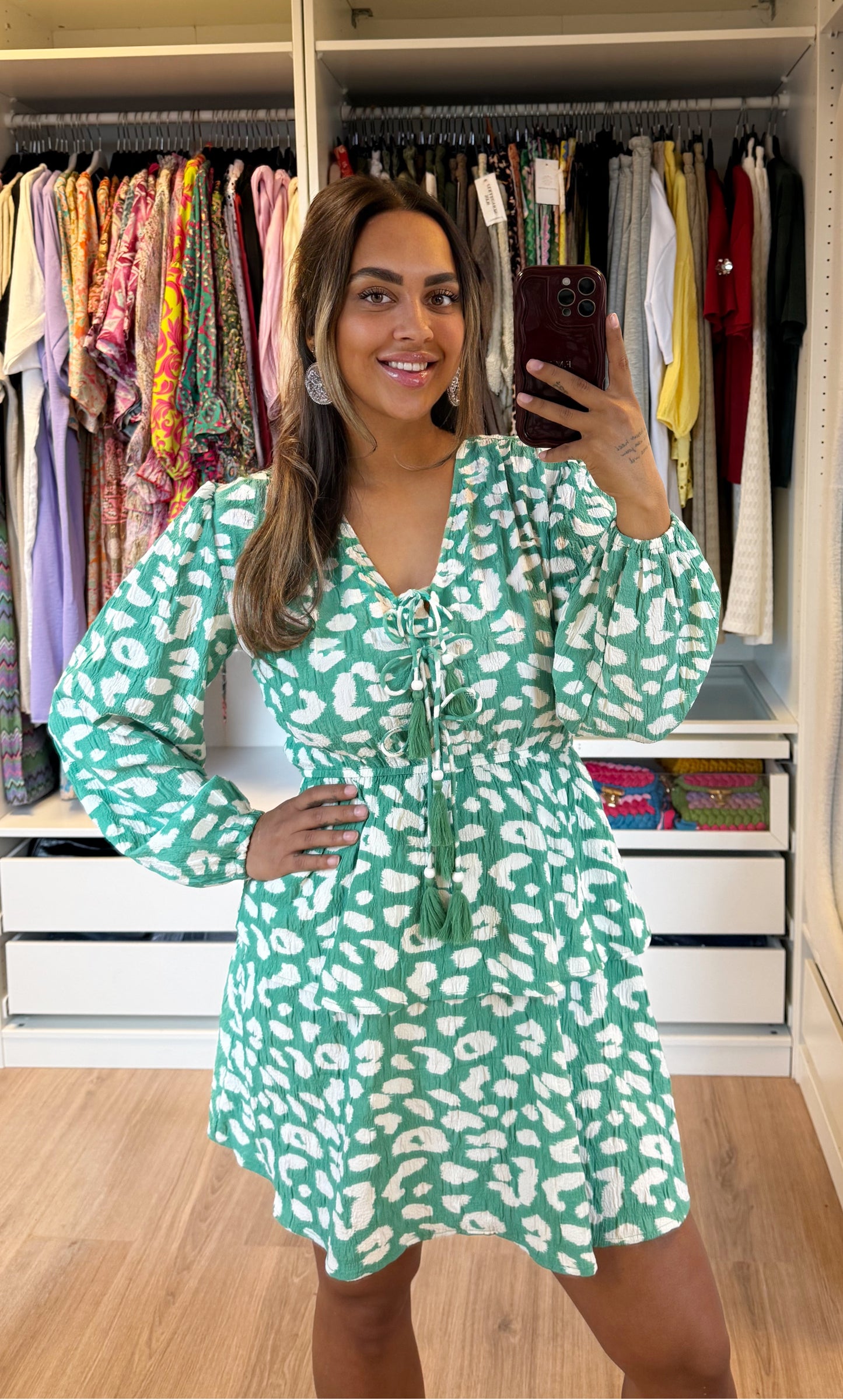 Florine ruffle dress mint & white
