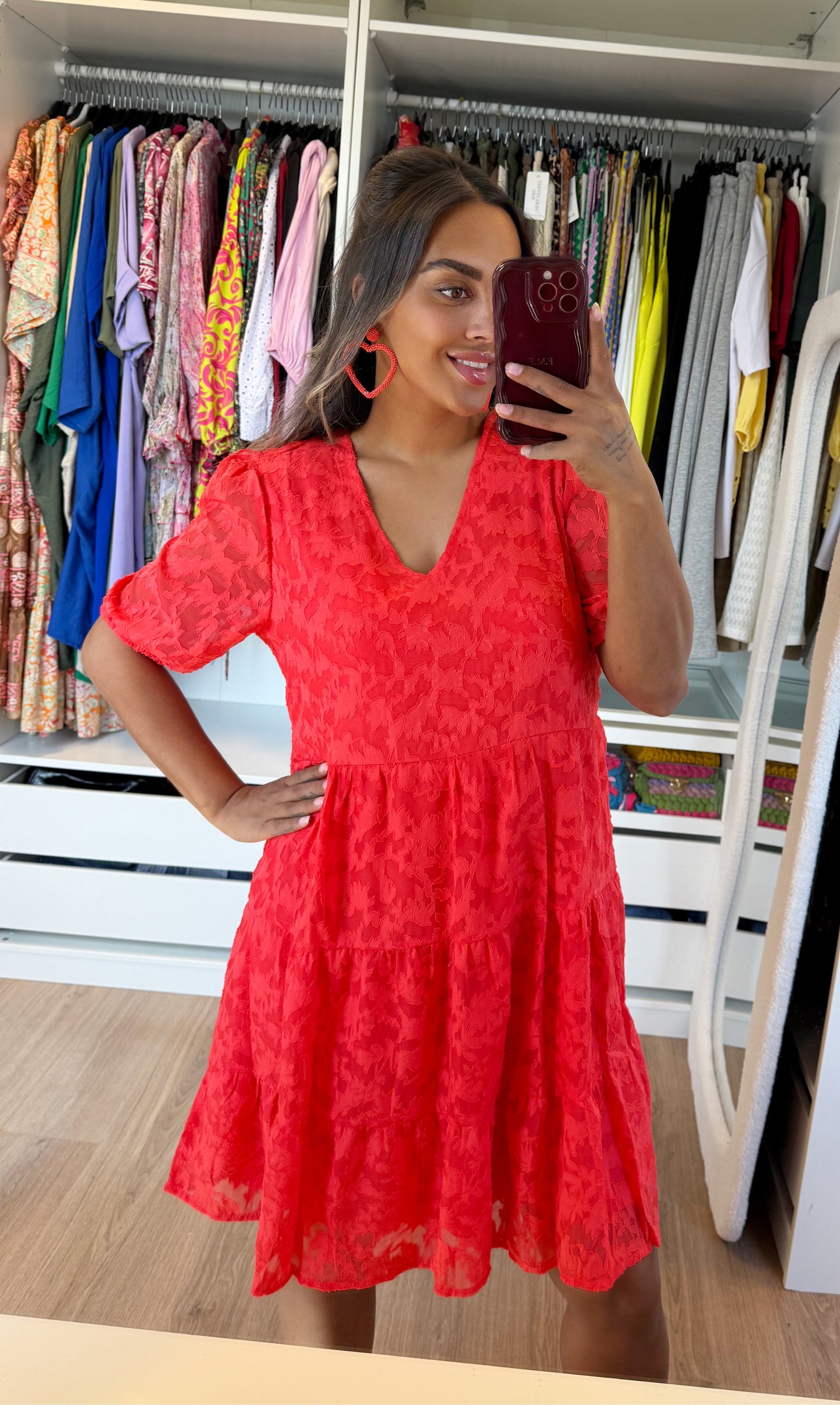 Vivianna flower dress coral/orange