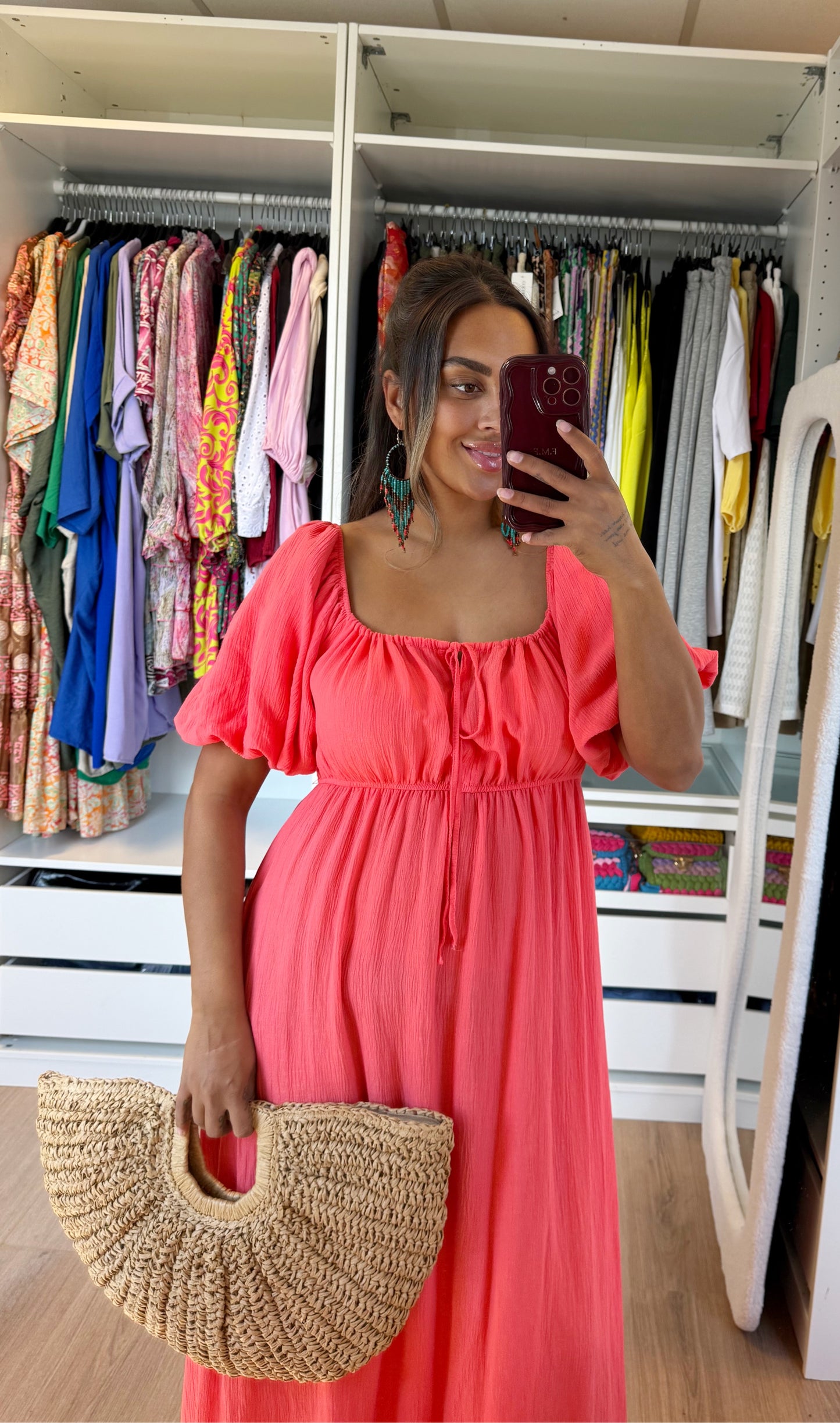 Maya maxi dress soft glitter coral