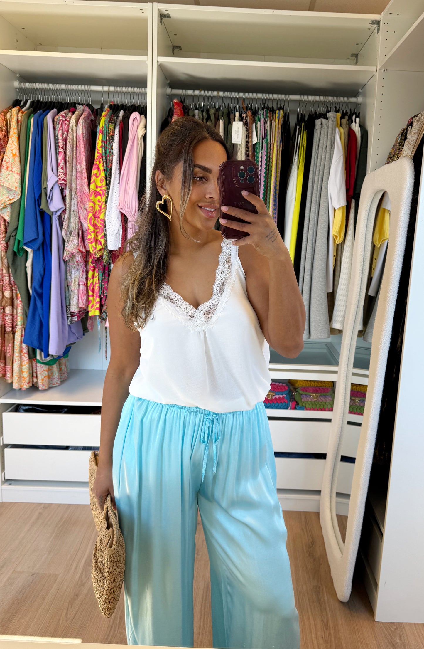 Summer silky pants lightblue