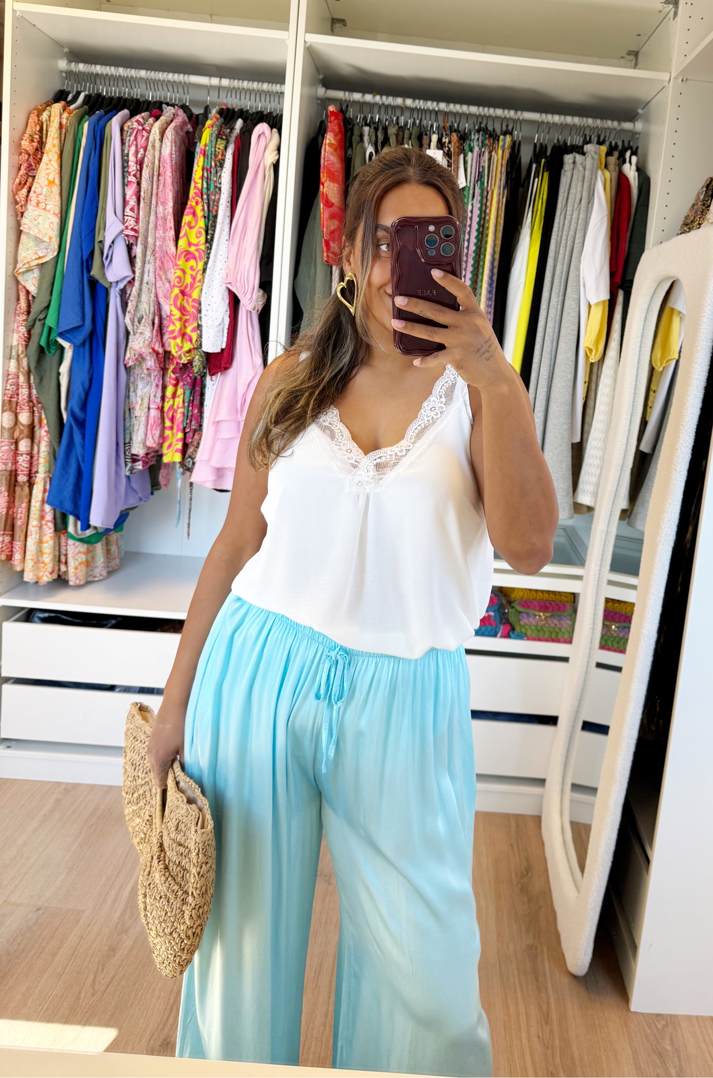 Summer silky pants lightblue