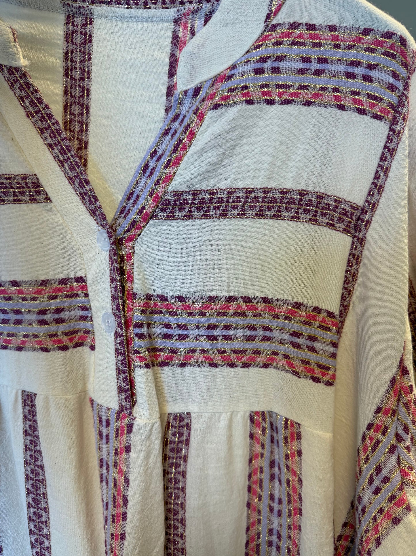 Cotton aztec dress purple & gold