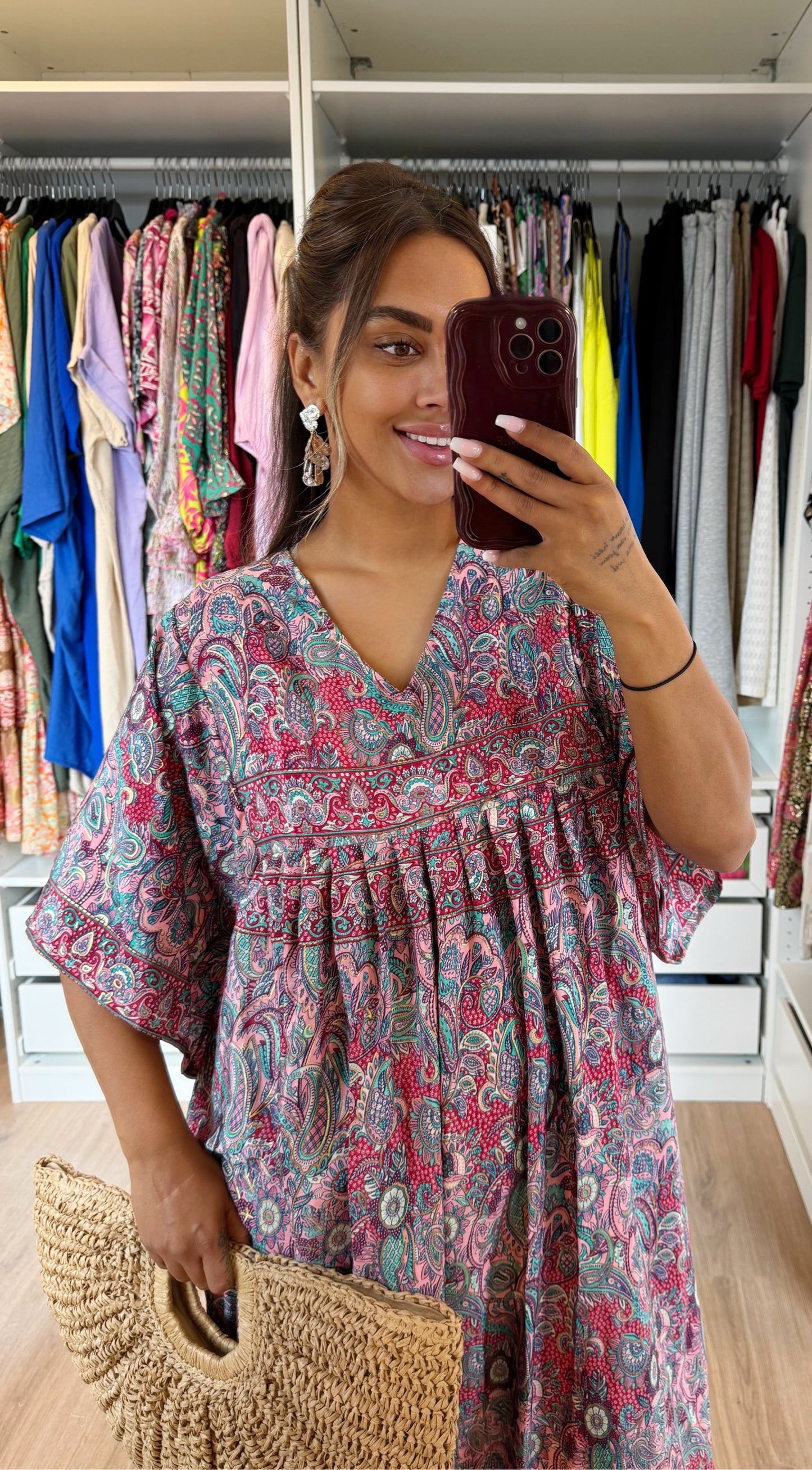 Indra paisley maxi dress pink