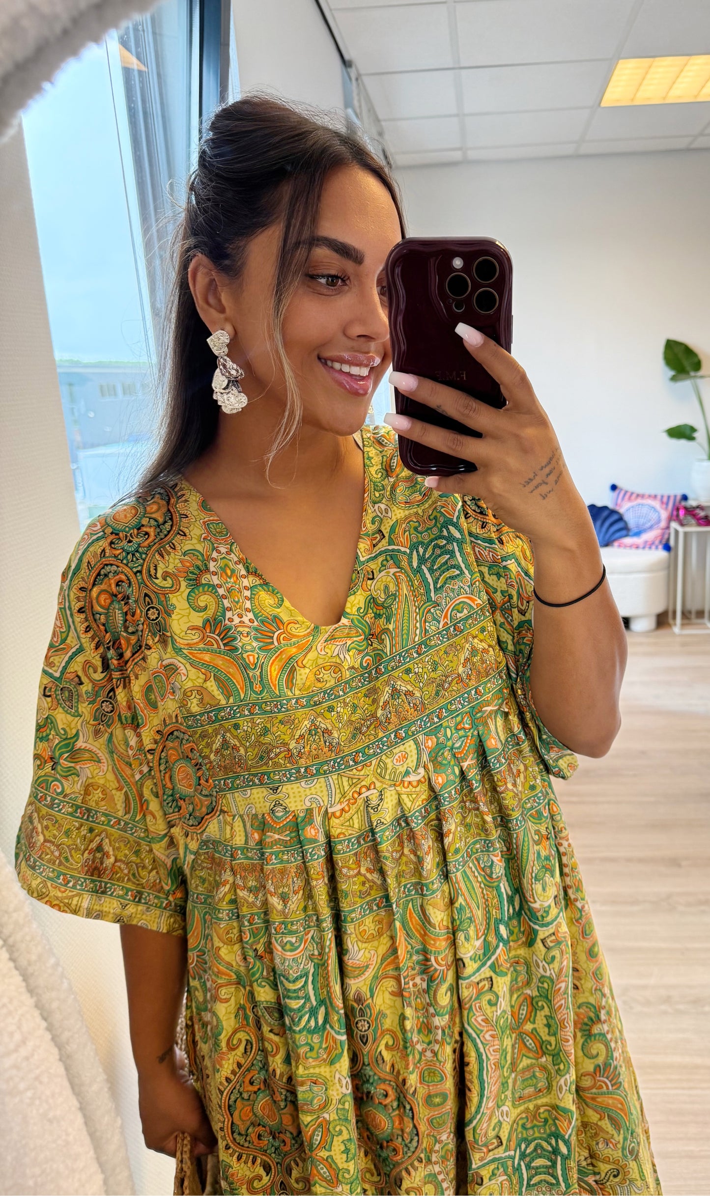 Indra paisley maxi dress green