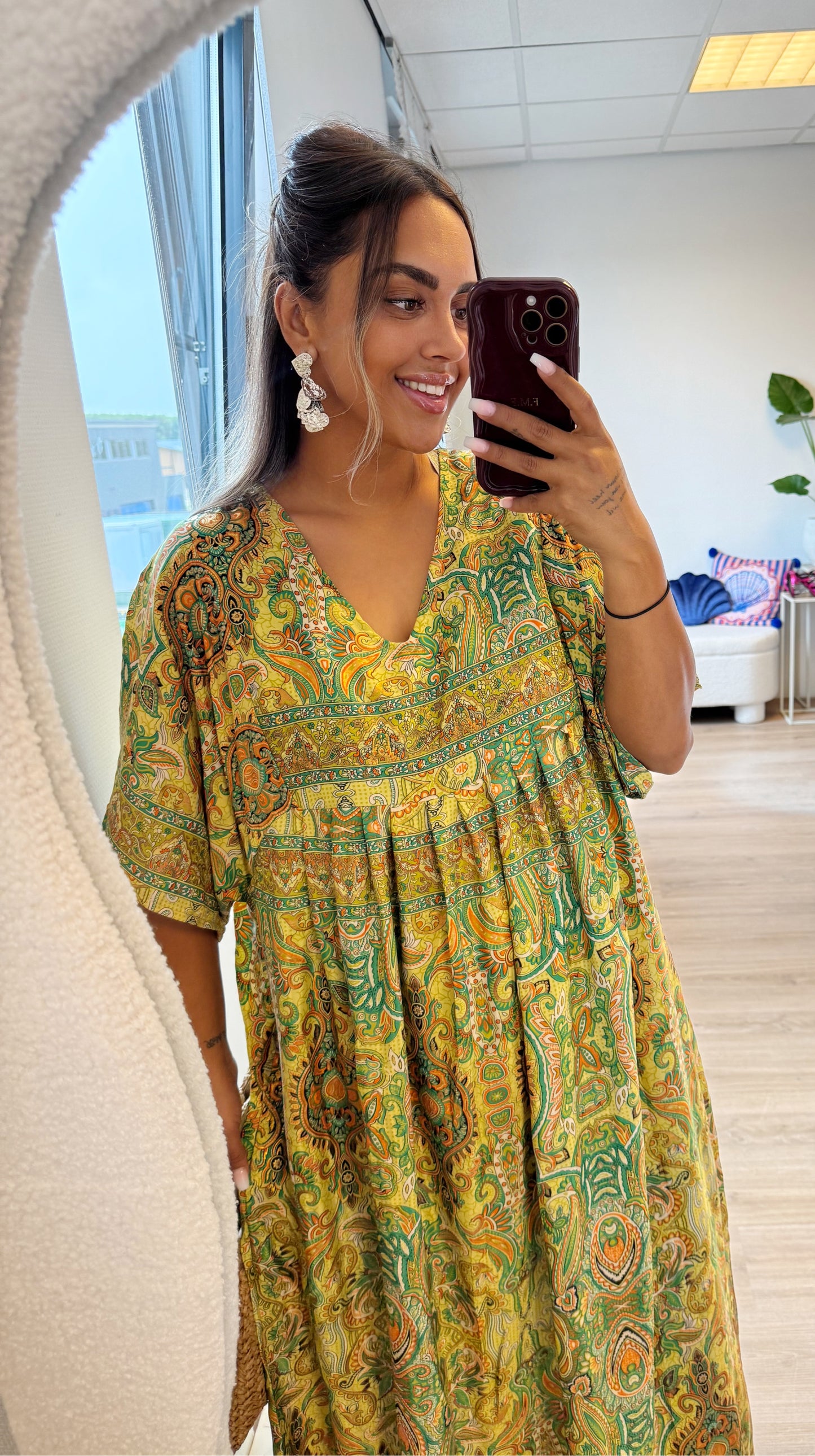 Indra paisley maxi dress green