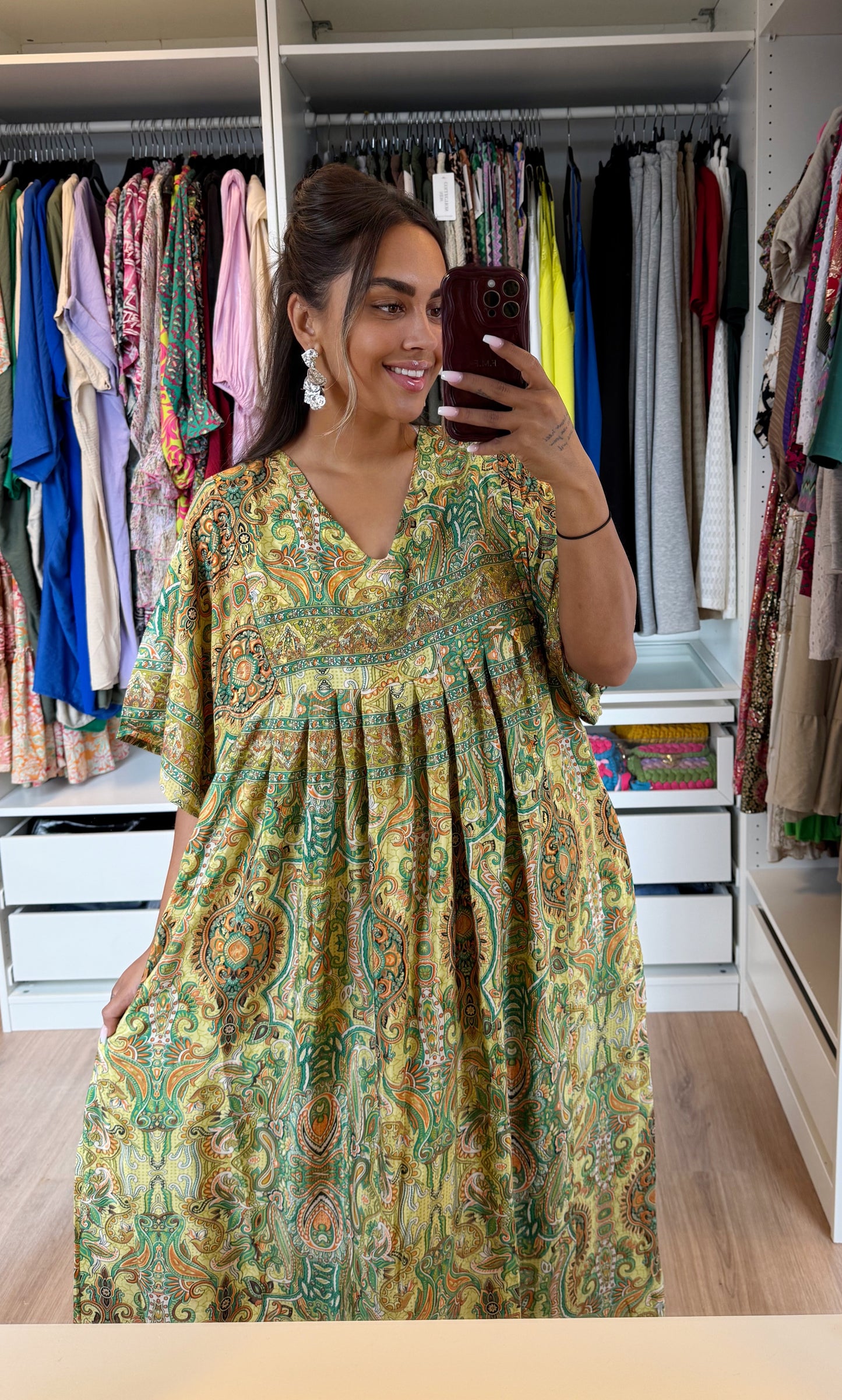 Indra paisley maxi dress green