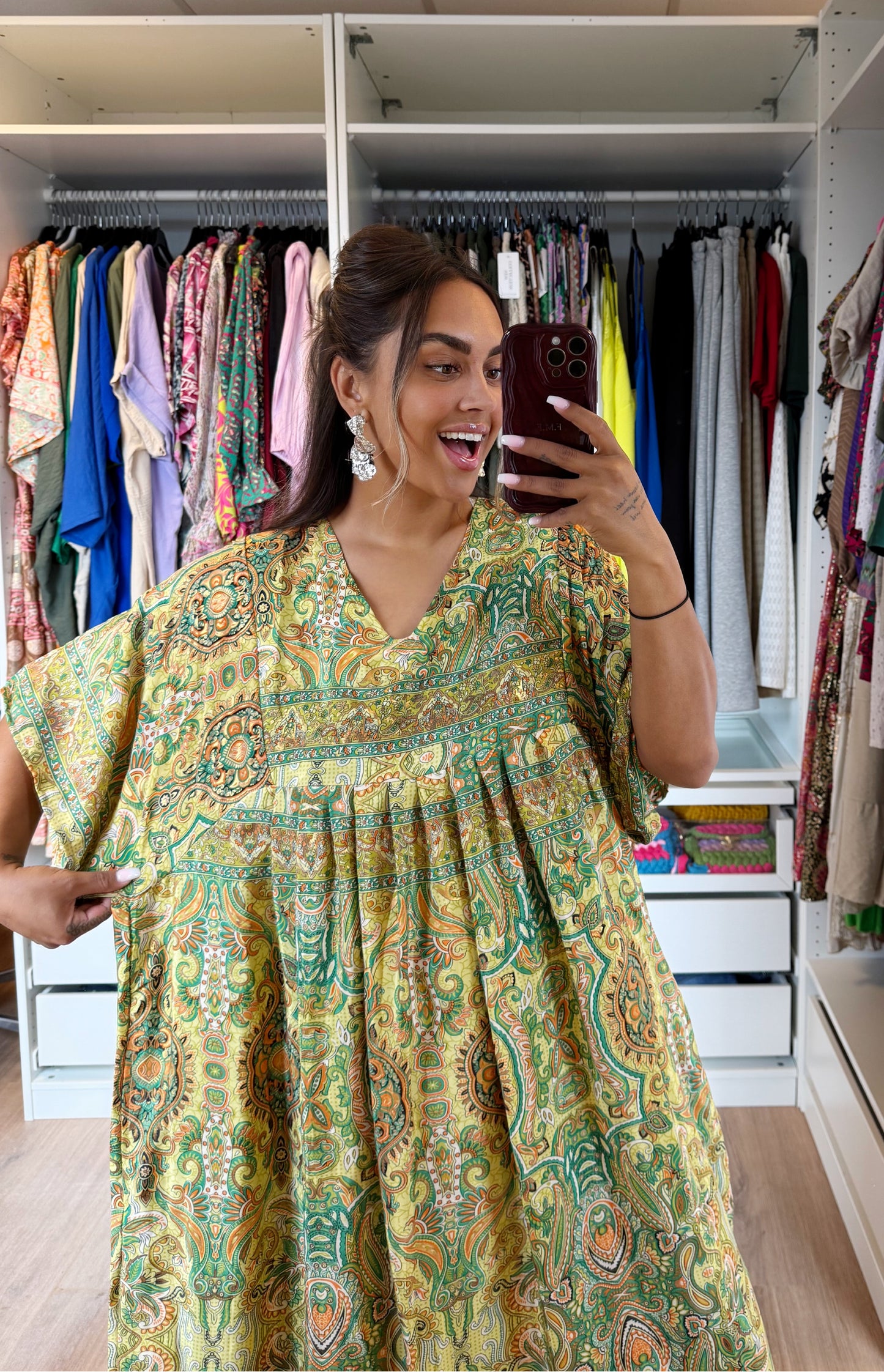 Indra paisley maxi dress green