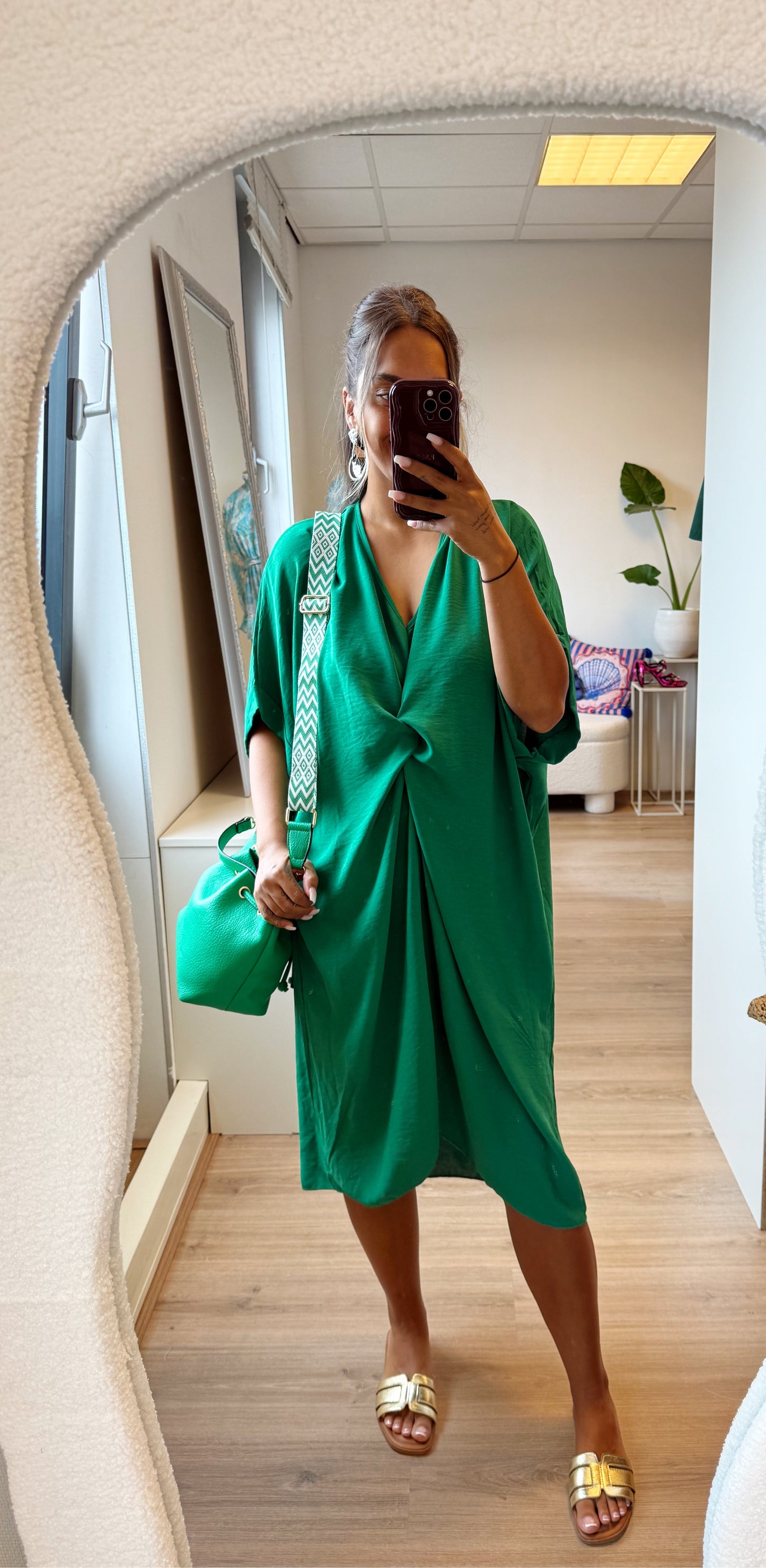 Kayla knot dress bright green