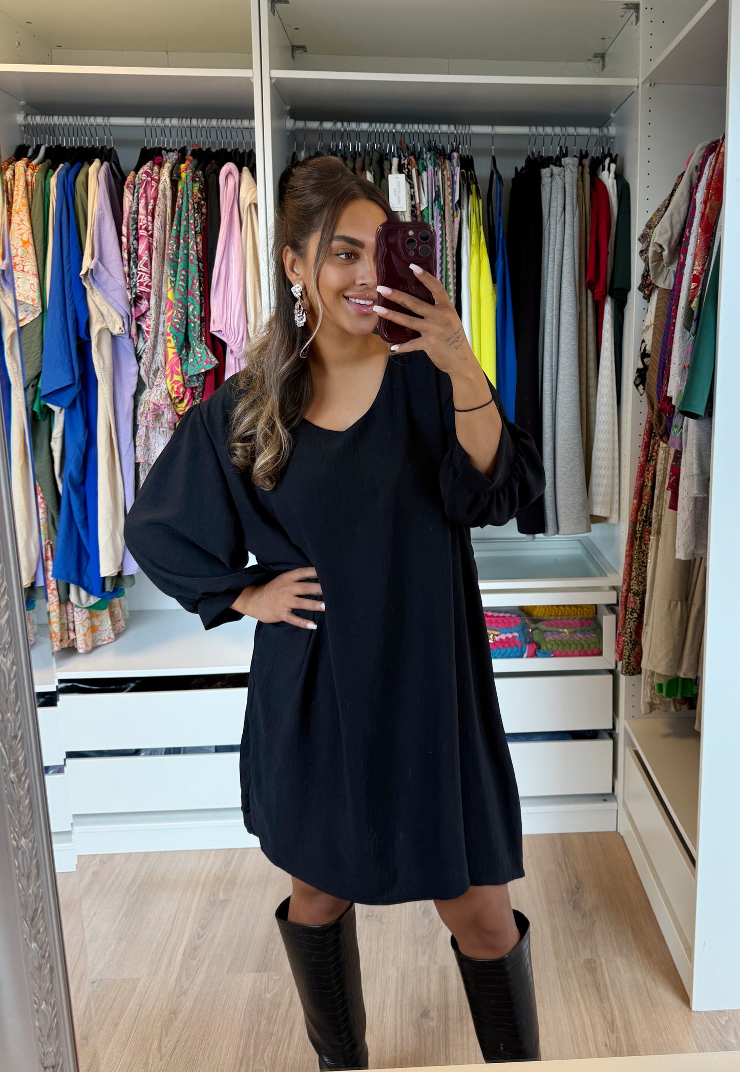 Bliss basic balloon dress black