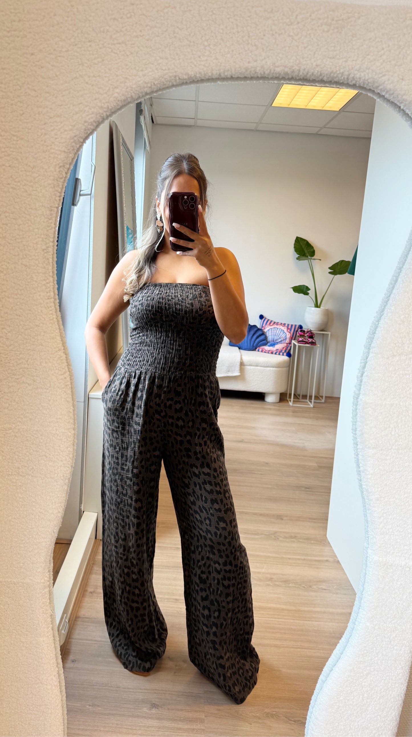 Jaily jumpsuit strapless leopard print