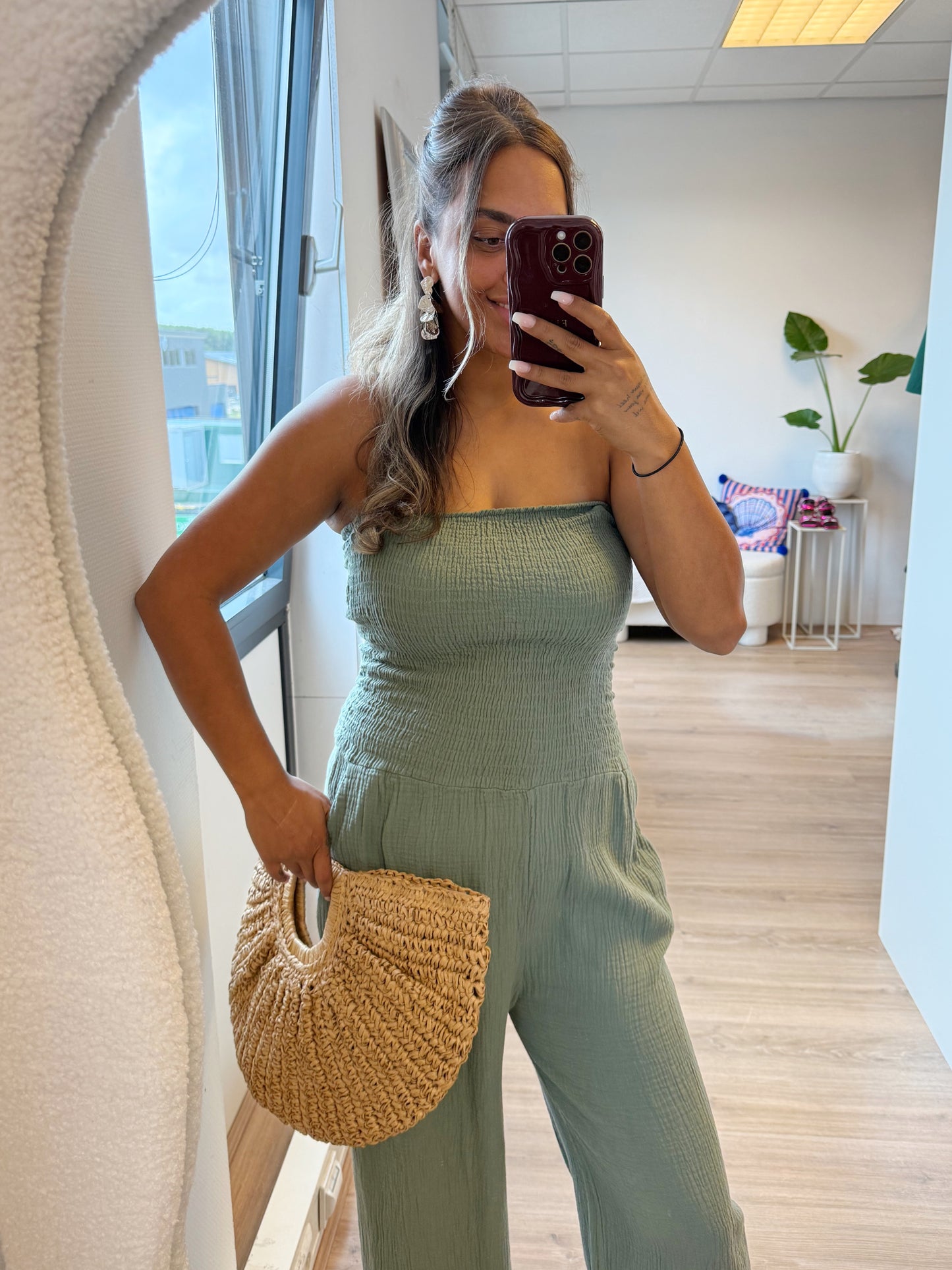 Jaily jumpsuit strapless army