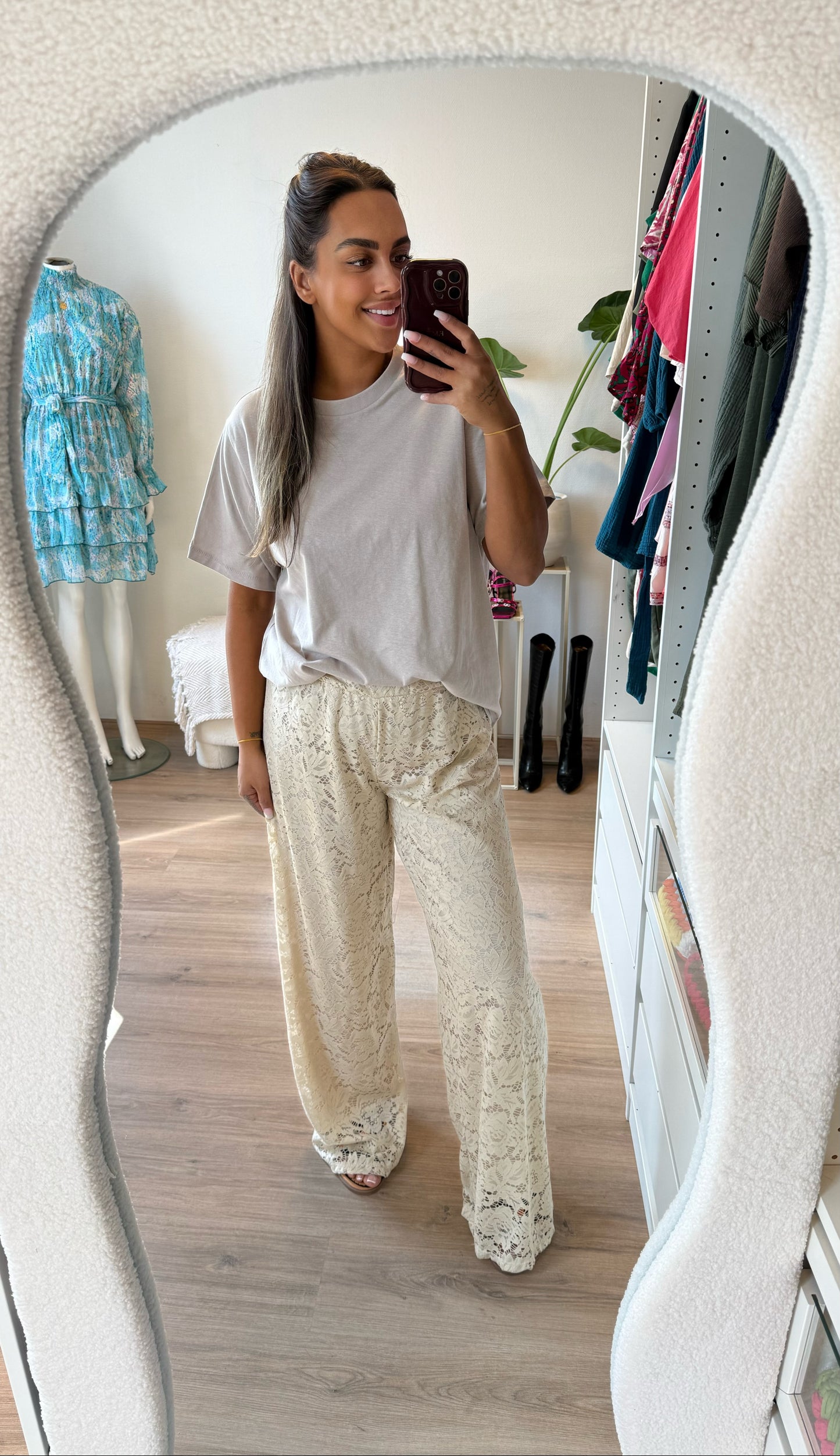 Leah lace pants beige