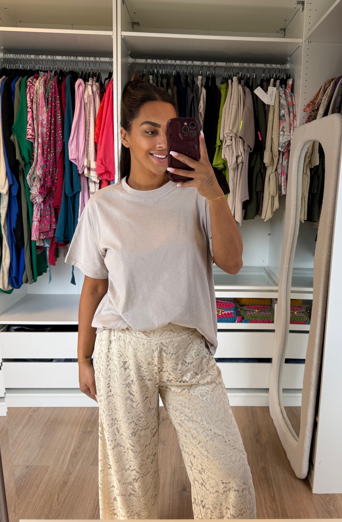 Leah lace pants beige